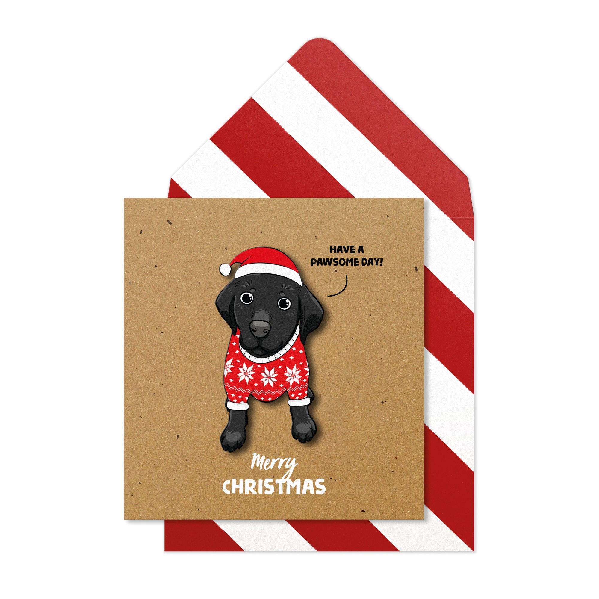 Merry Christmas Labrador, Handmade Greeting Card