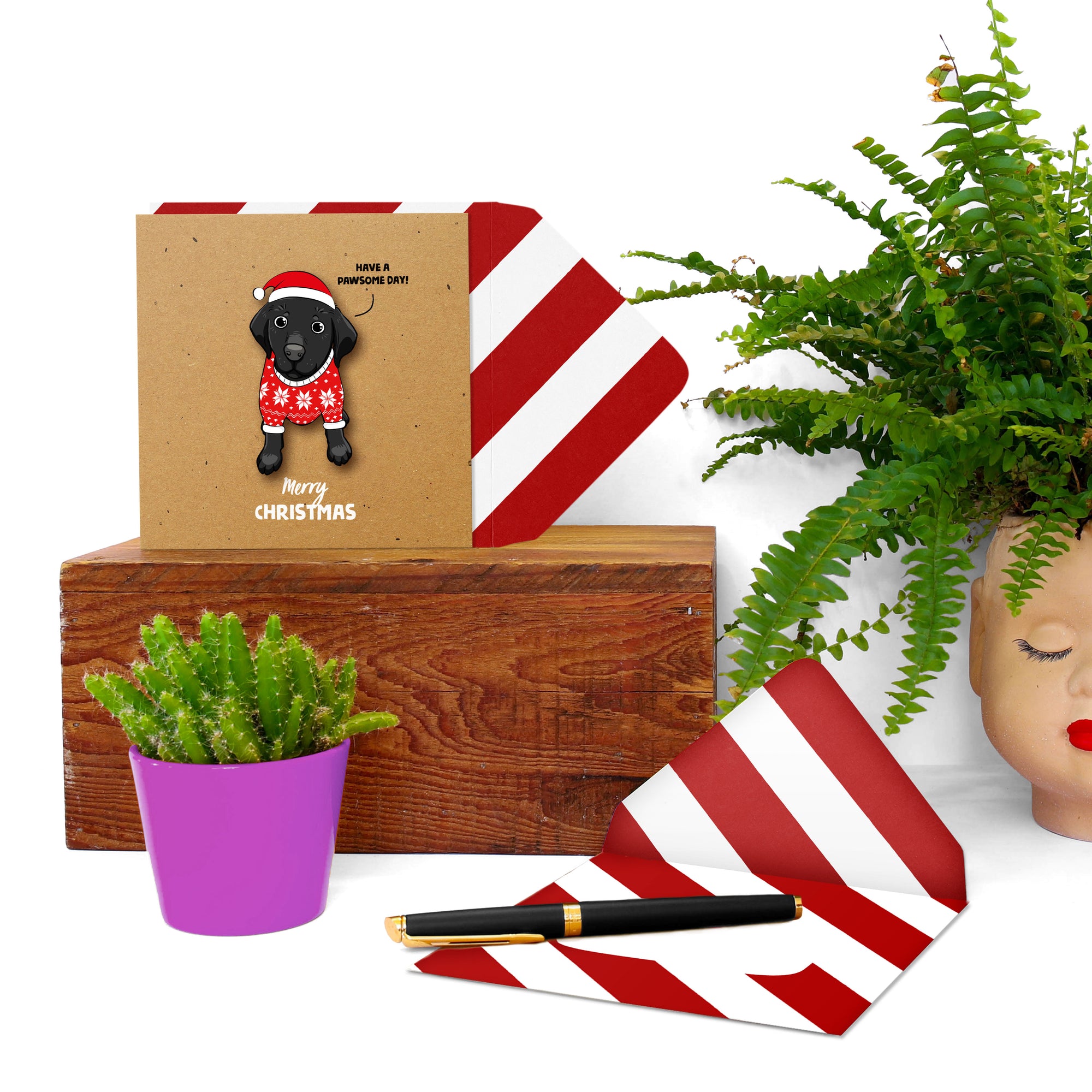 Merry Christmas Labrador, Handmade Greeting Card