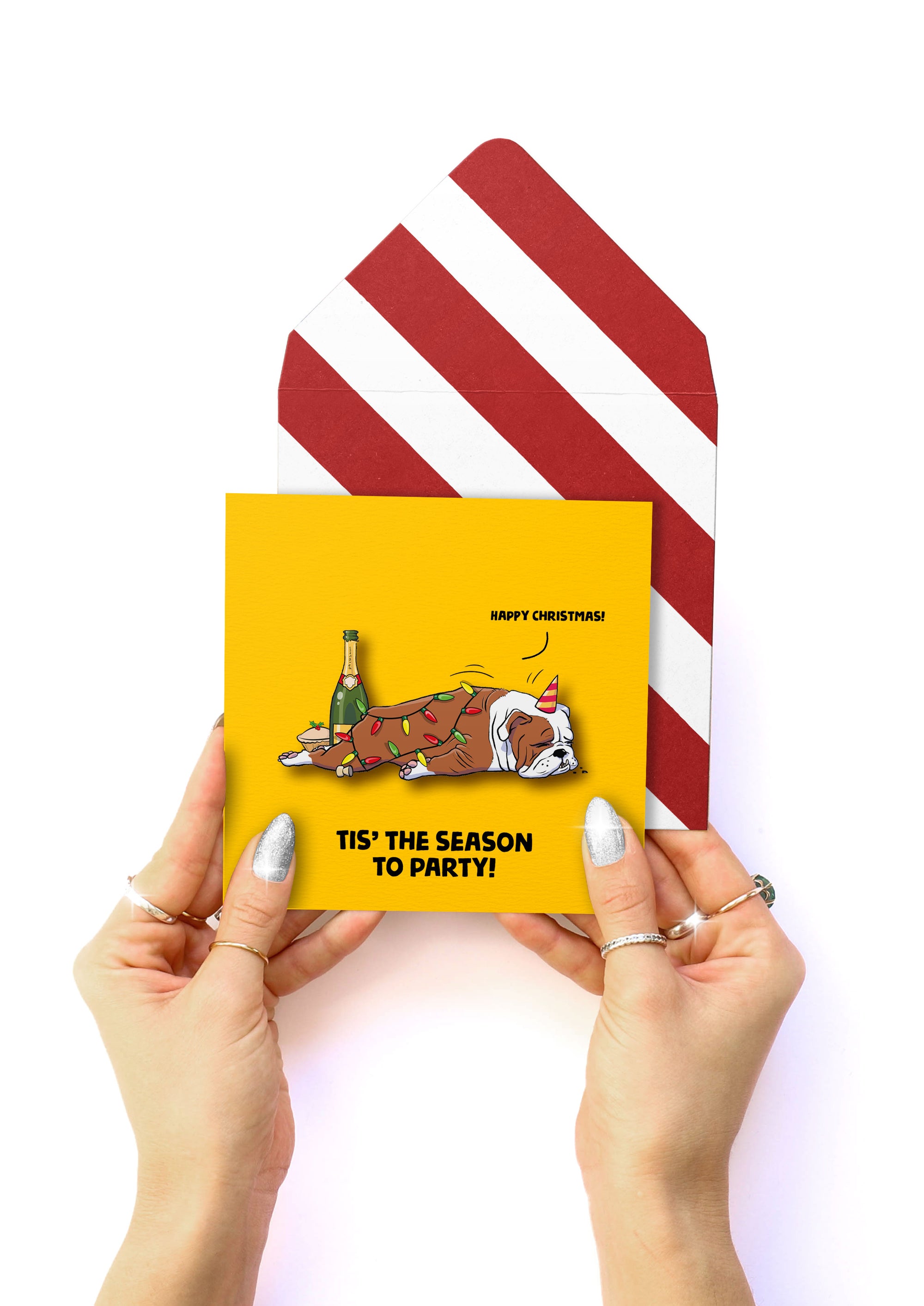 Tis' the season to party, Merry Christmas, Handmade Greeting Card