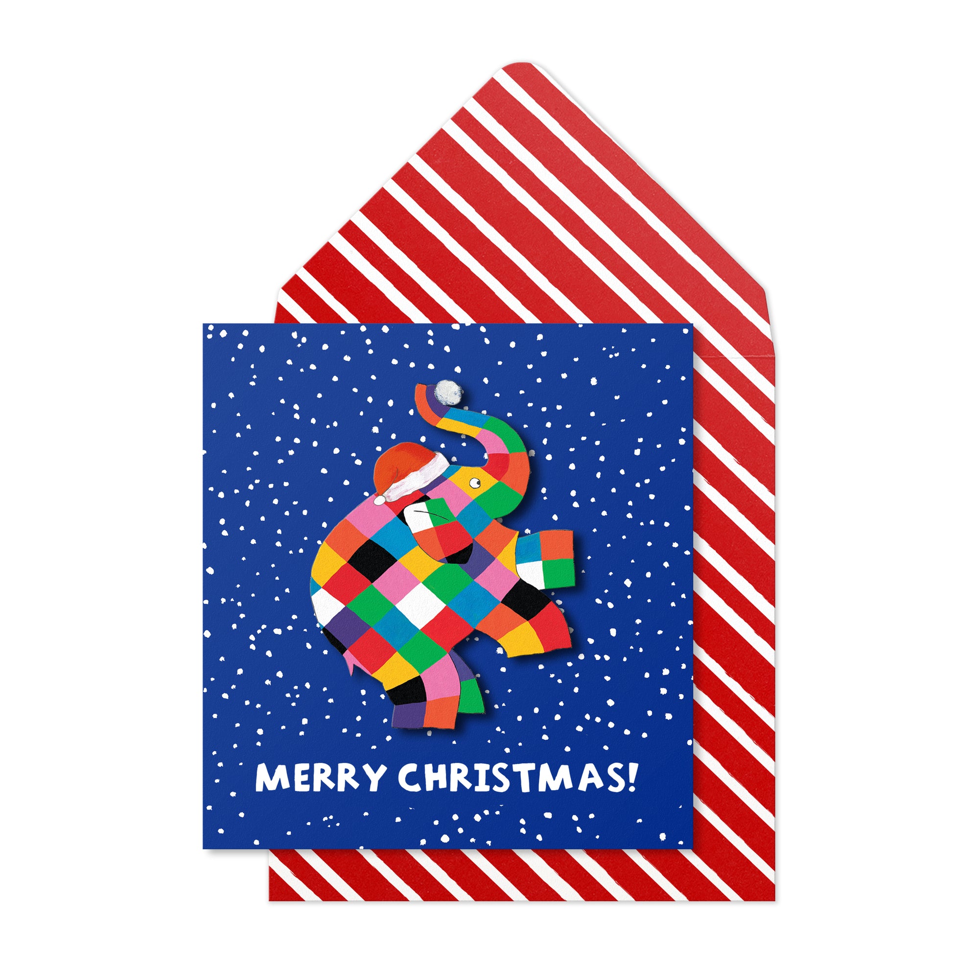 Elmer the Elephant, Snowball Fight Christmas, Handmade Greeting Card