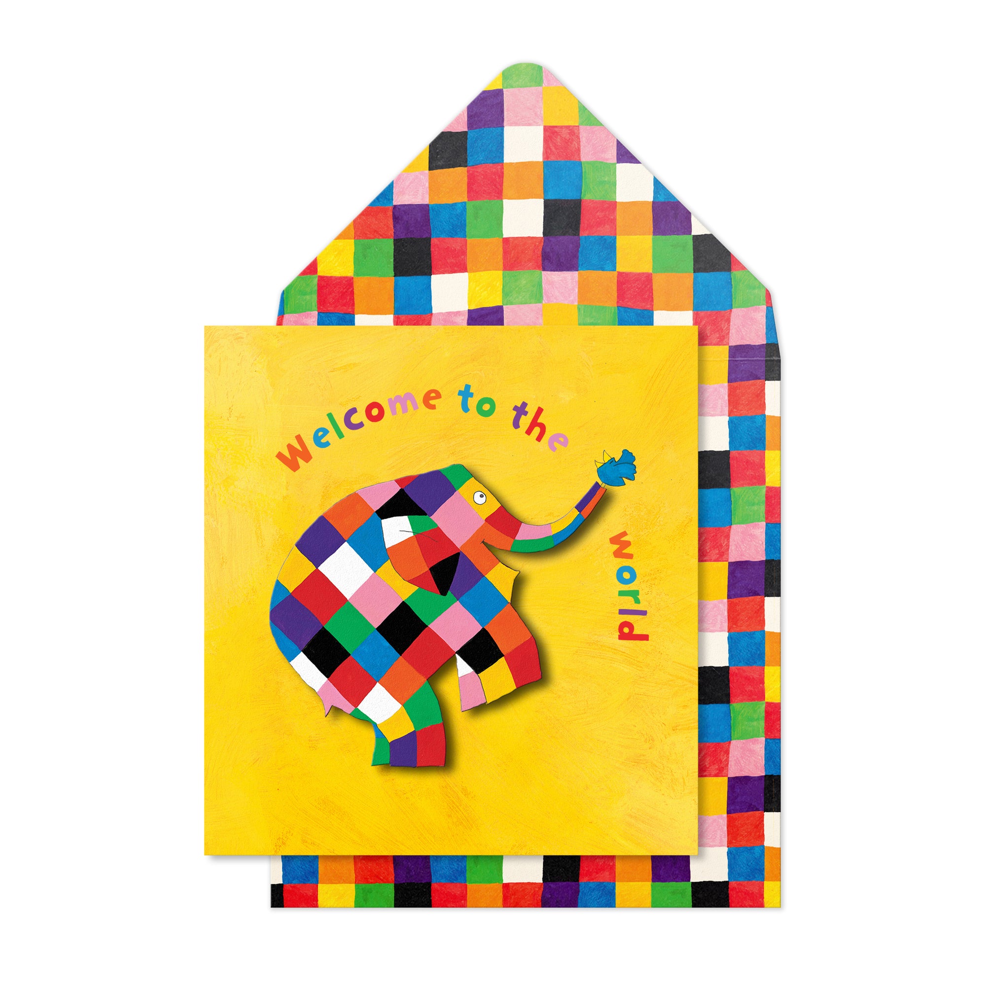 Welcome To The World Elmer the Elephant, Handmade Greeting Card