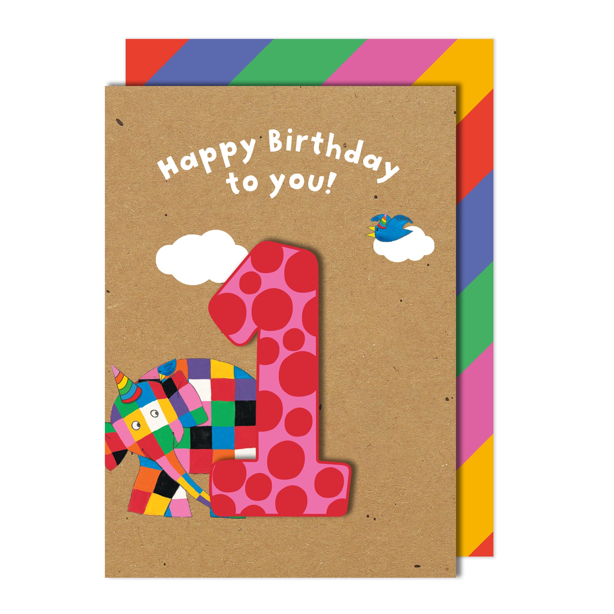 Happy 1st Birthday, Elmer the Elephant Handmade Greeting Card