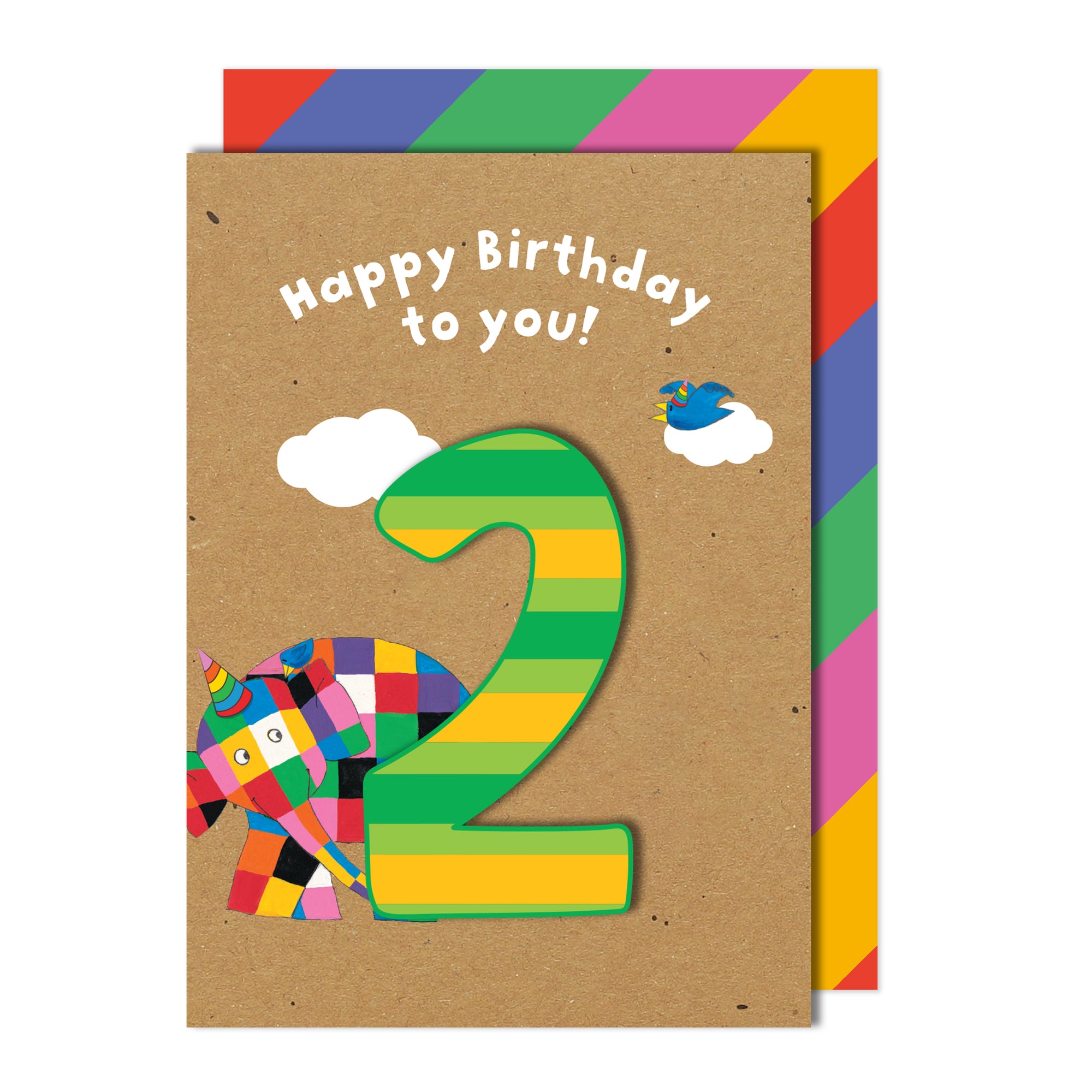 Happy 2nd Birthday, Elmer the Elephant Handmade Greeting Card