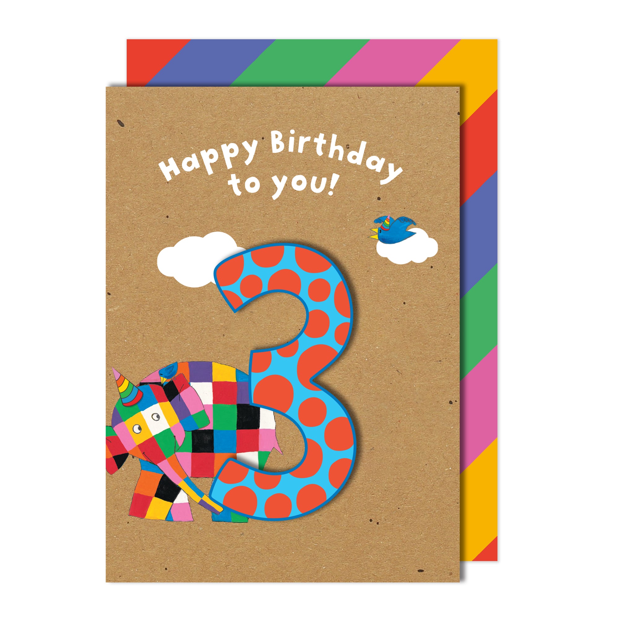 Happy 3rd Birthday, Elmer the Elephant Handmade Greeting Card