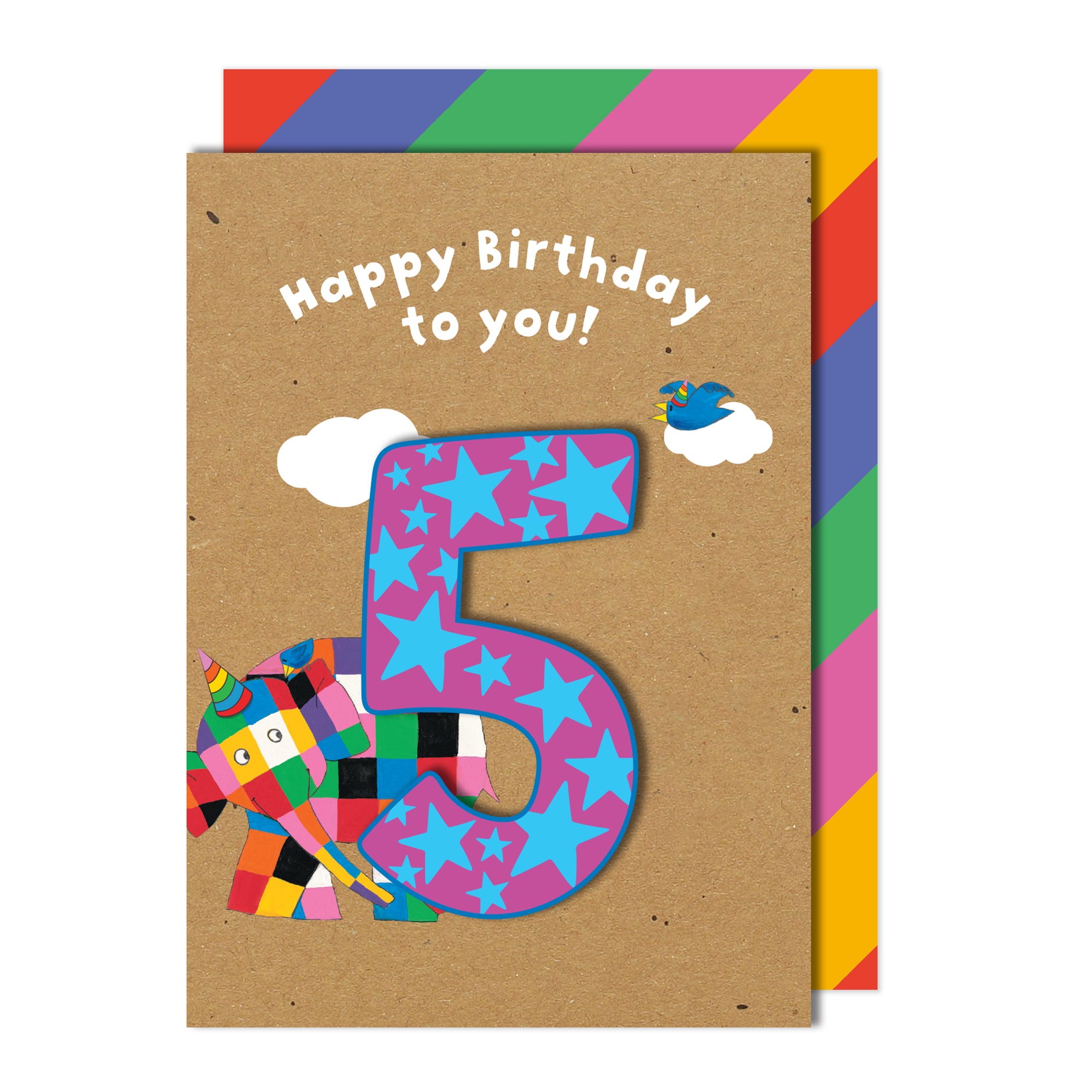 Happy 5th Birthday, Elmer the Elephant Handmade Greeting Card