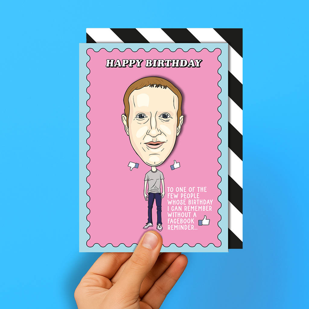 Mark Zuckerberg Funny Facebook 3D Handmade Birthday Greeting Card