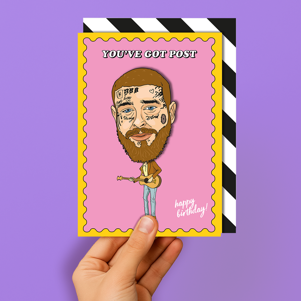 Post Malone 'You've Got Post' 3D Handmade Birthday Greeting Card