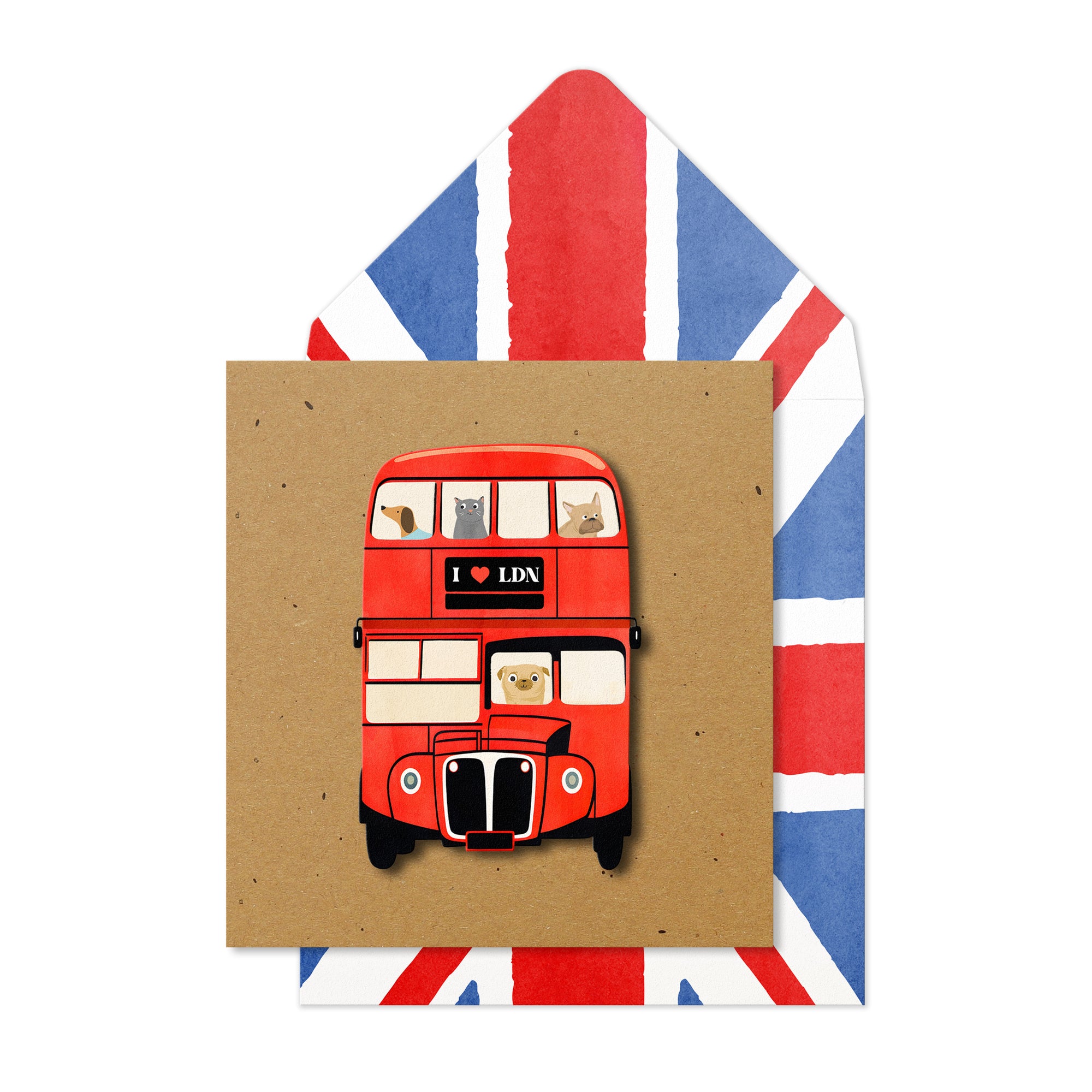 London Bus Handmade Greeting Card