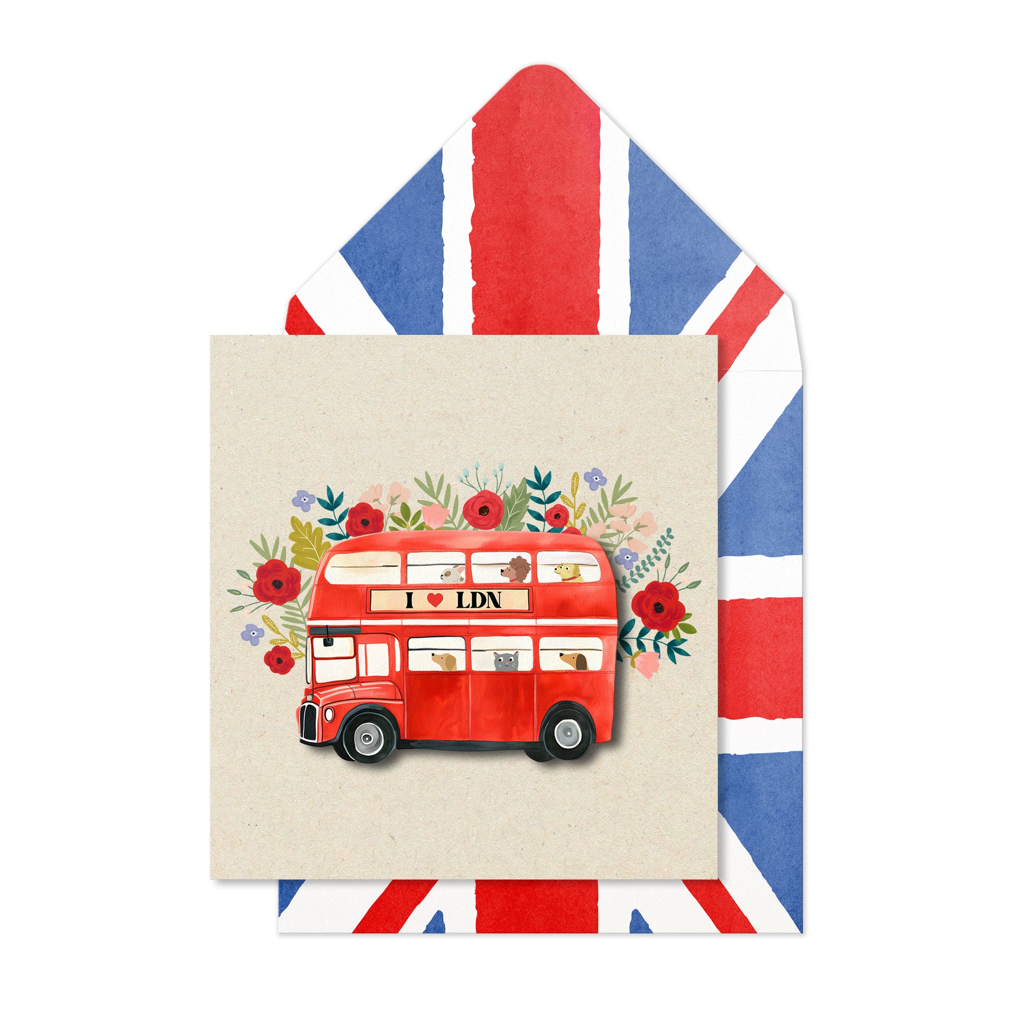 London Bus Handmade Greeting Card