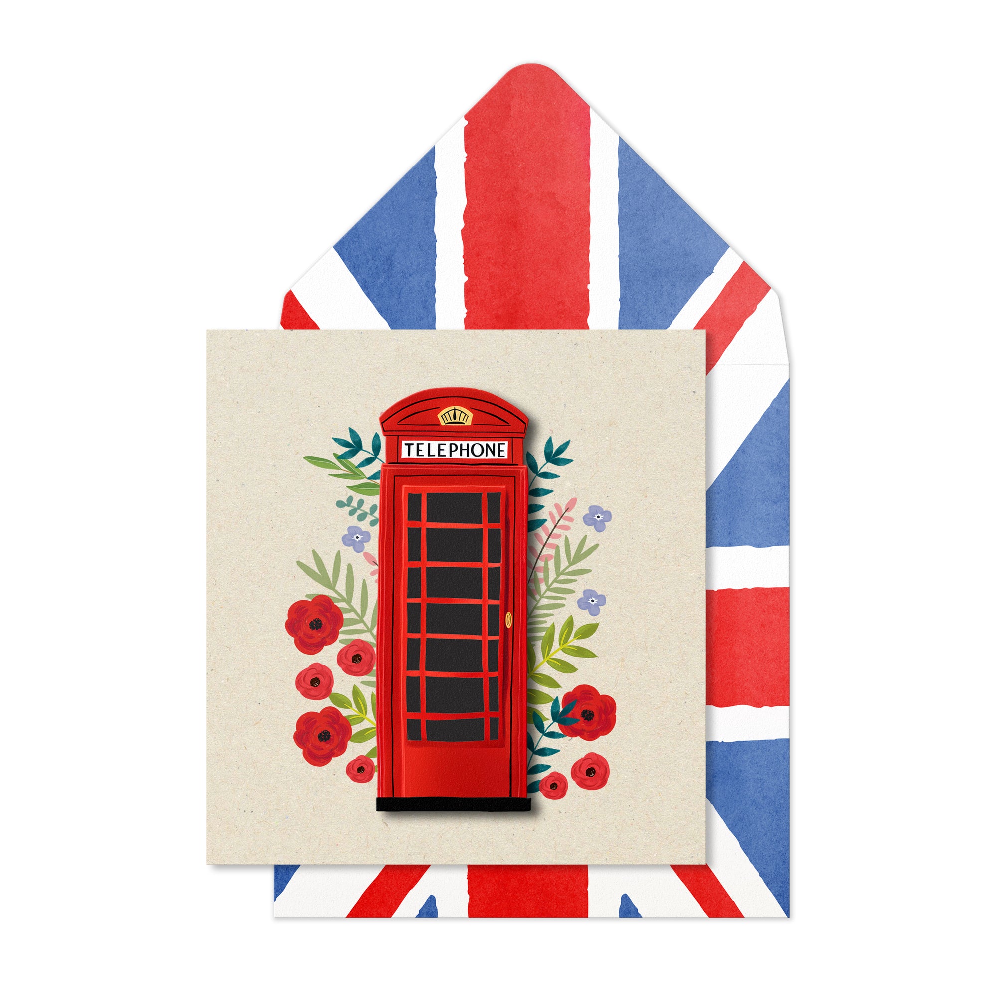 London Phonebox Union Jack Greeting Card