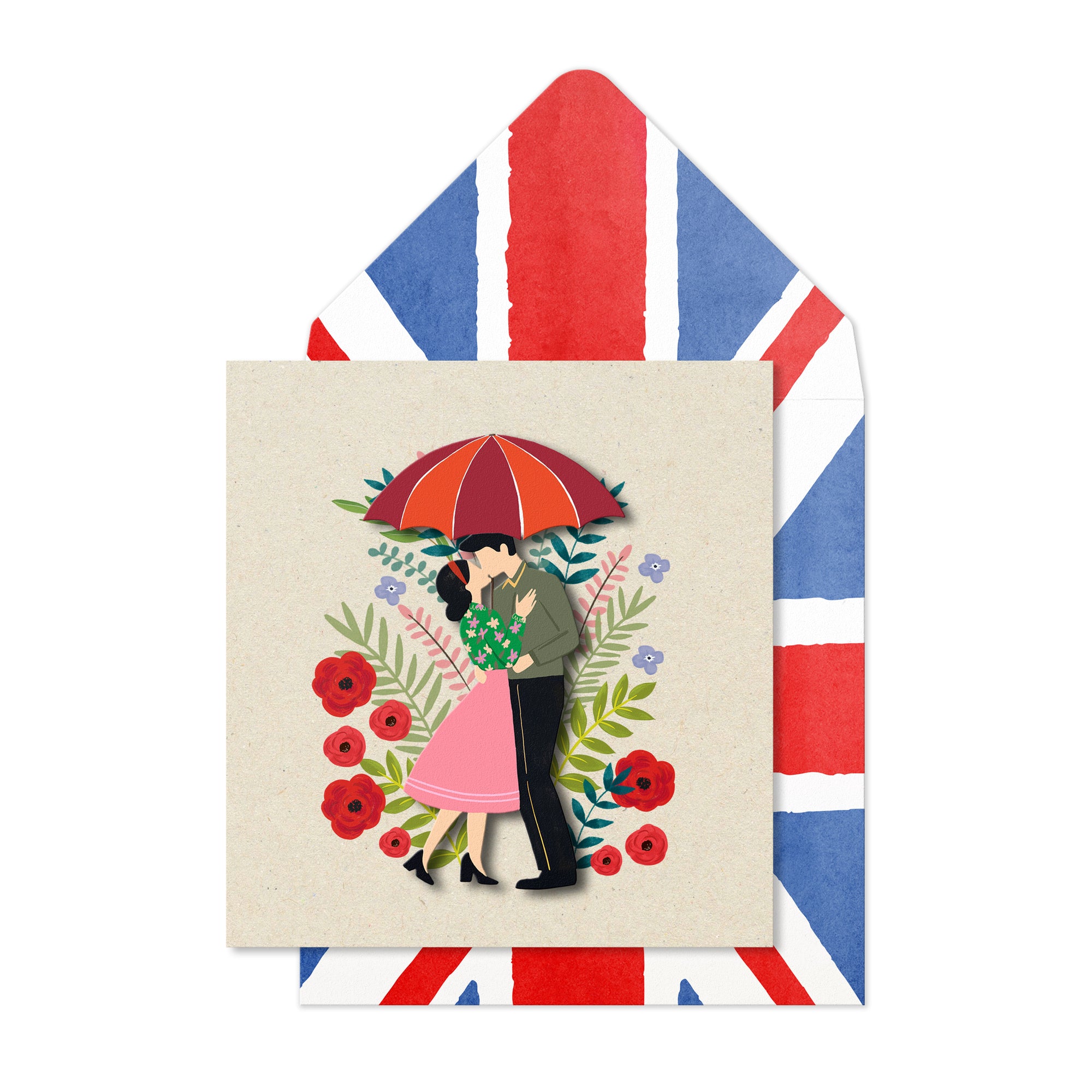 Kissing in the Rain Greeting Card