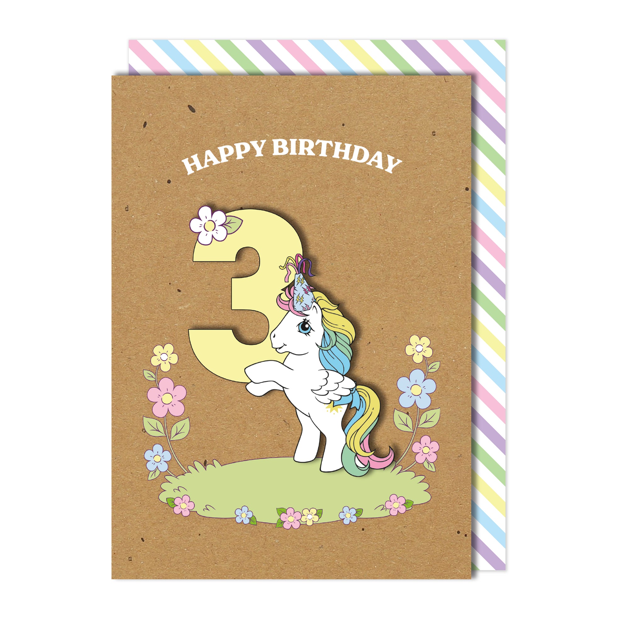 Happy 3rd Birthday, Rainbow Dash Retro My Little Pony Handmade Greeting Card