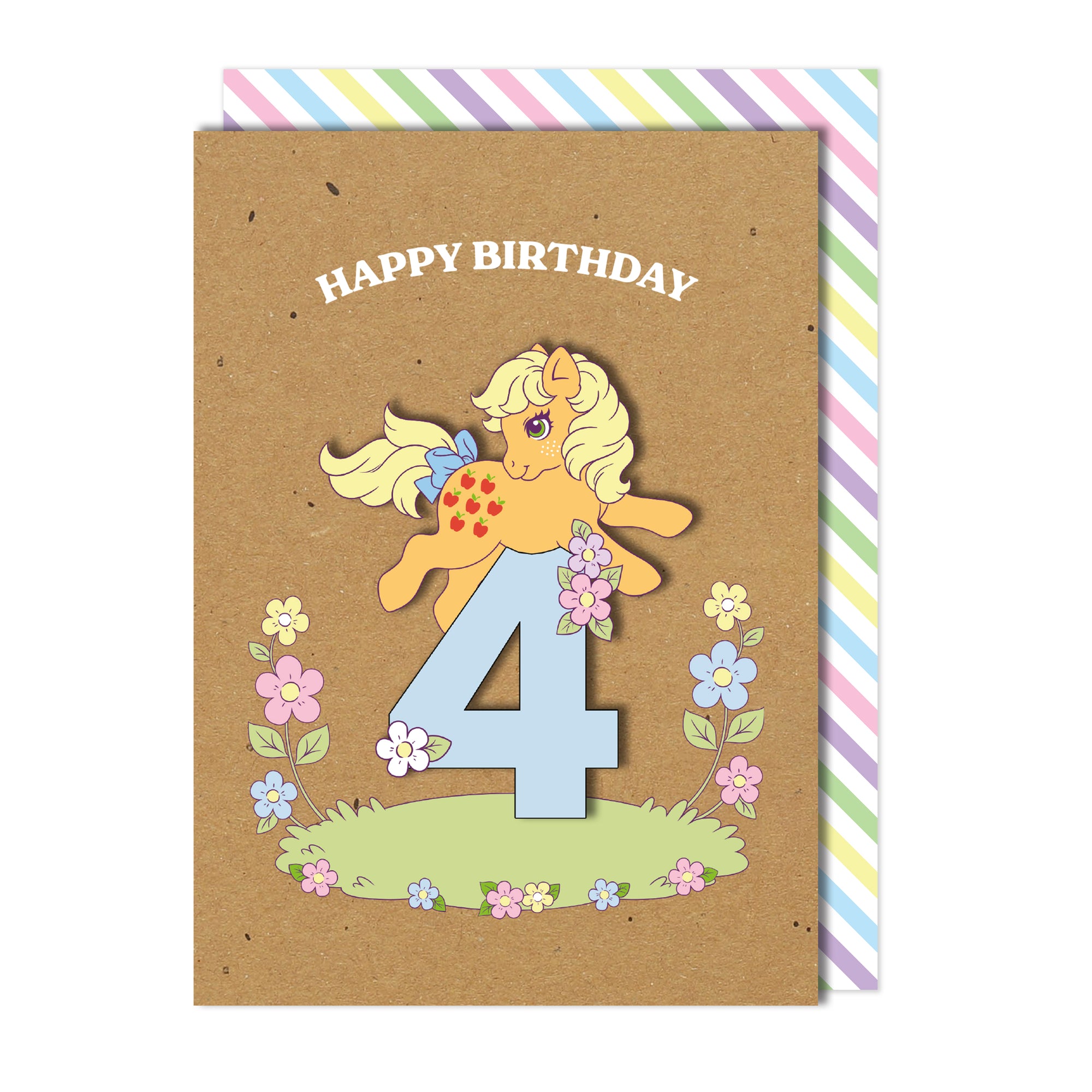 Happy 4th Birthday, Applejack Retro My Little Pony Handmade Greeting Card