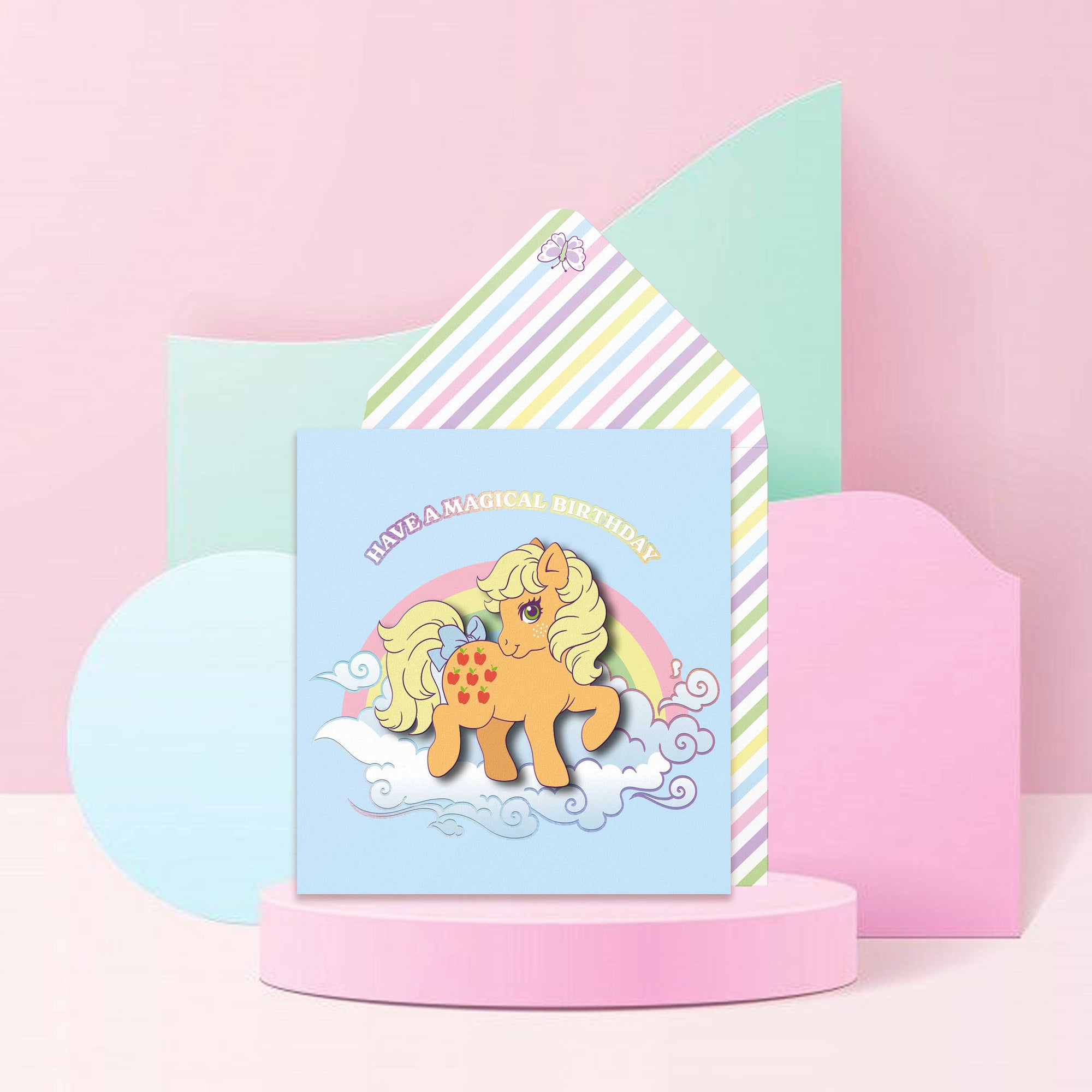 Have A Magical Birthday, Applejack Retro My Little Pony Handmade Greeting Card