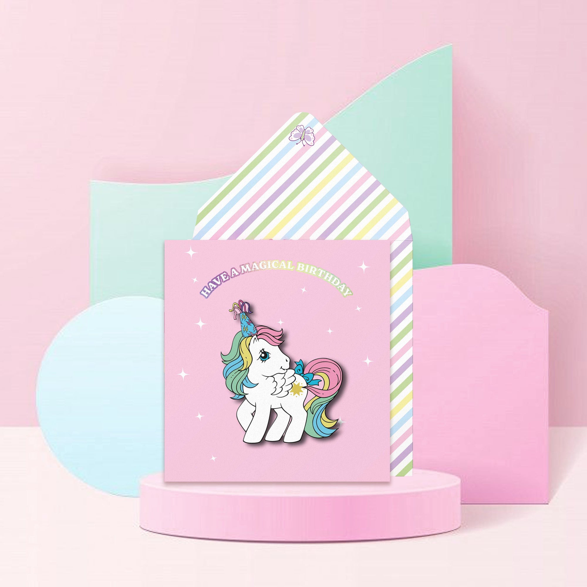 Have A Magical Birthday, Rainbow Dash Retro My Little Pony Handmade Greeting Card