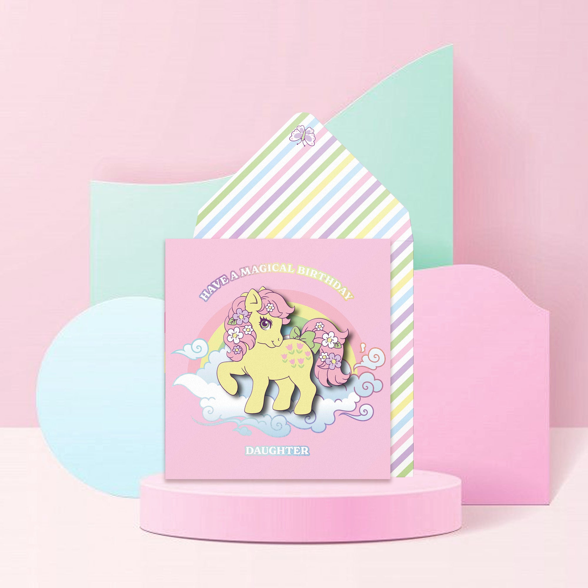 Happy Birthday Daughter, Posey Retro My Little Pony Handmade Greeting Card