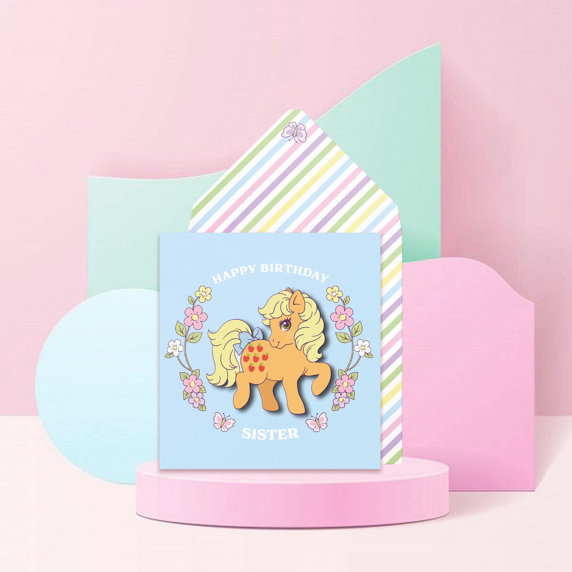 Happy Birthday Sister, Applejack Retro My Little Pony Handmade Greeting Card
