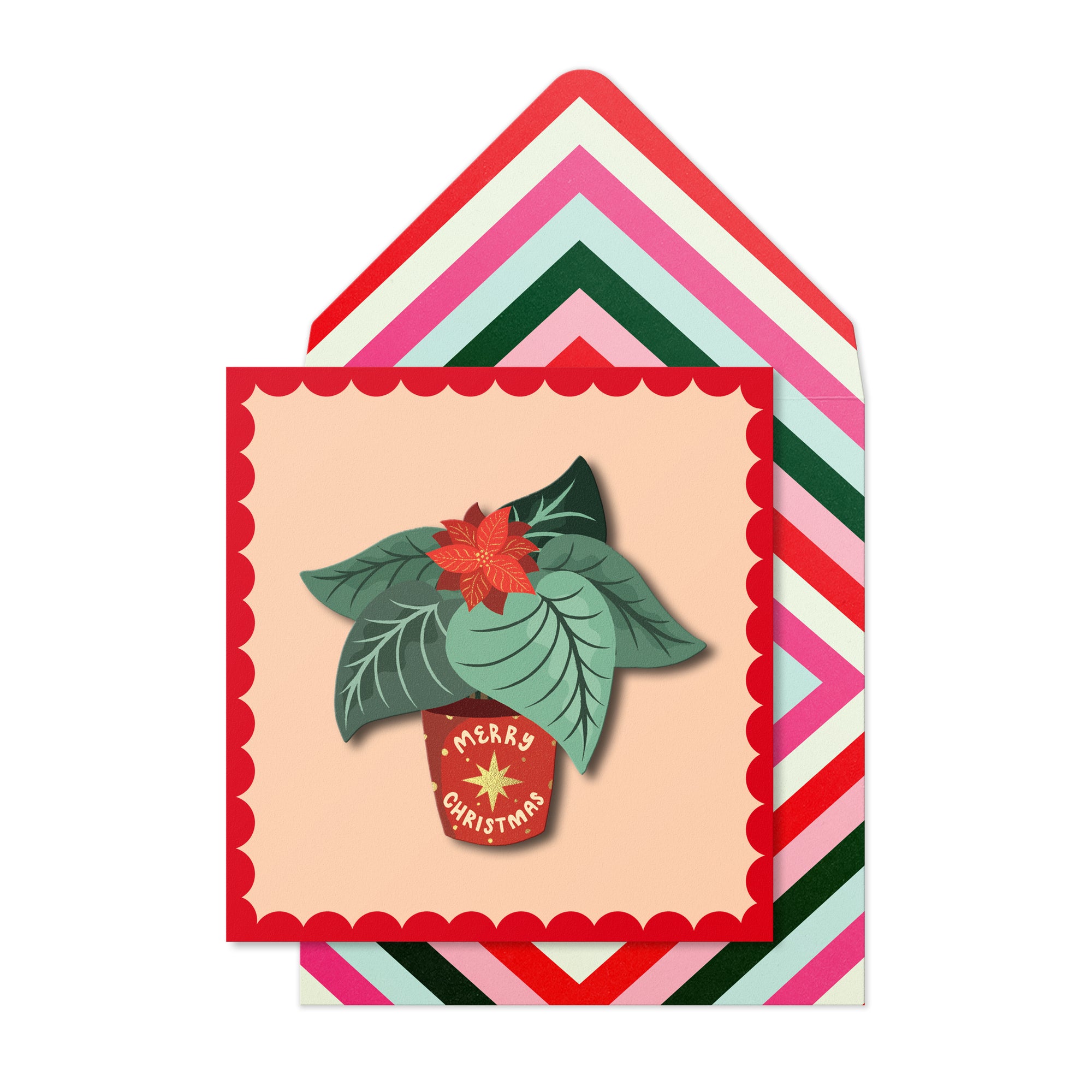 Christmas 3D Poinsettia, Handmade Greeting Card