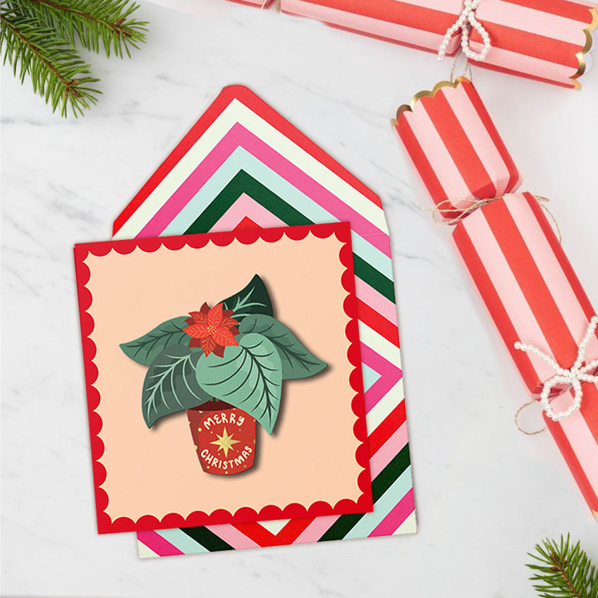 Christmas 3D Poinsettia, Handmade Greeting Card