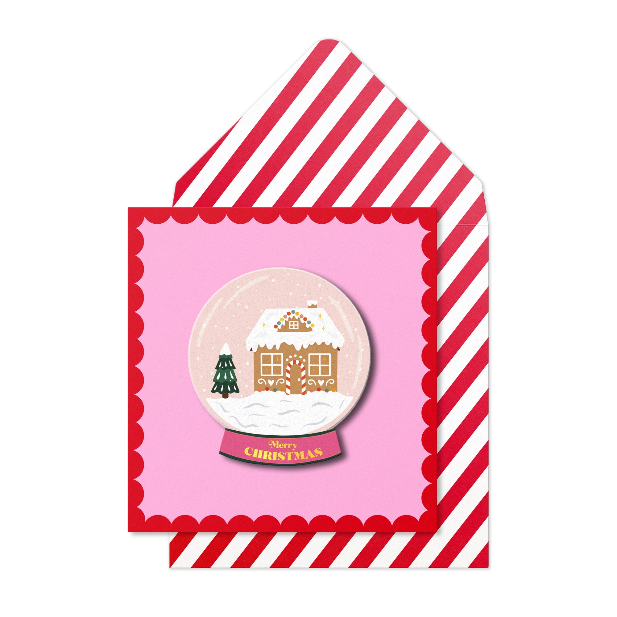 Gingerbread House Snow Globe, Handmade Greeting Card
