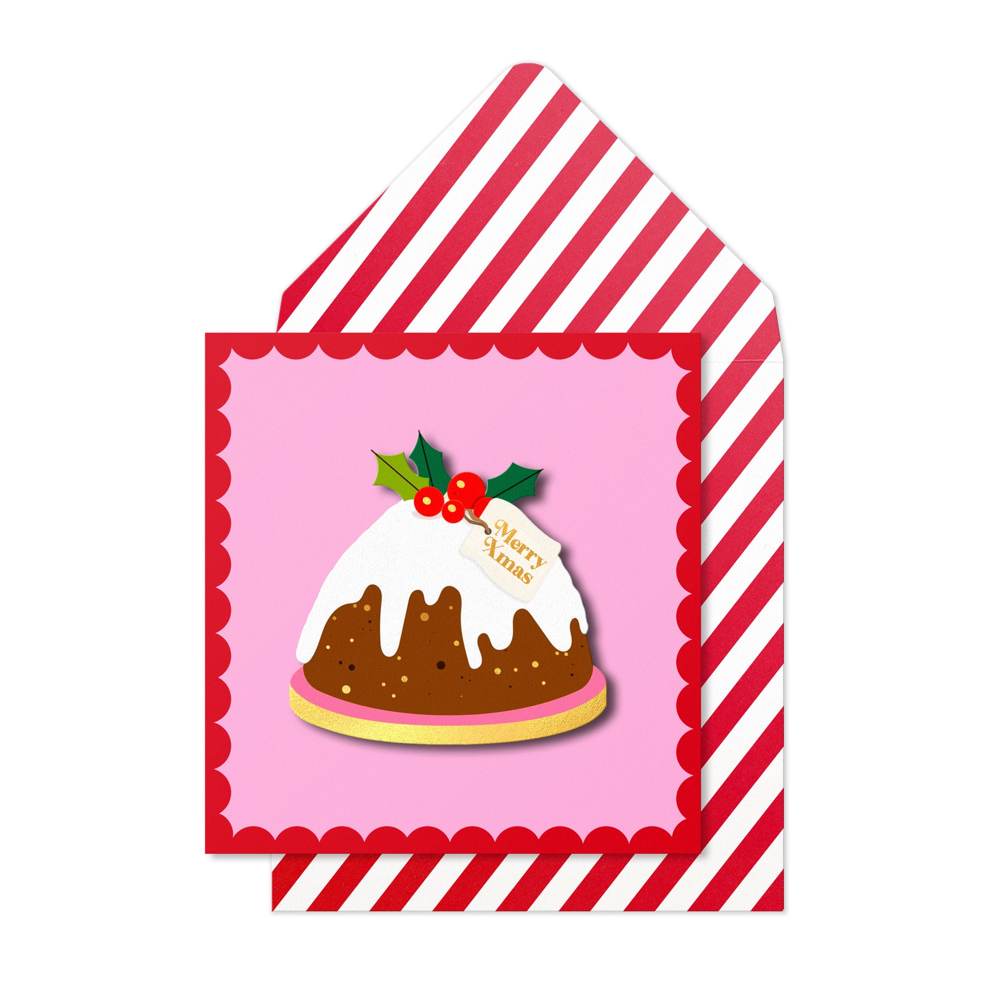 Merry Christmas Pudding, Handmade Greeting Card