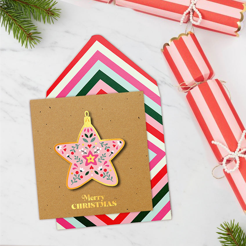 Christmas Star Ornament, Handmade Greeting Card