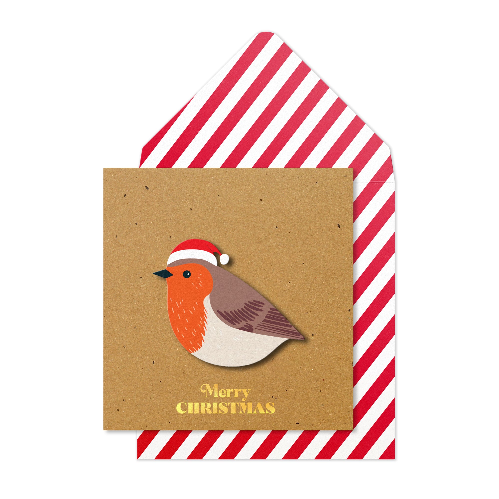 Christmas 3D Robin, Handmade Greeting Card