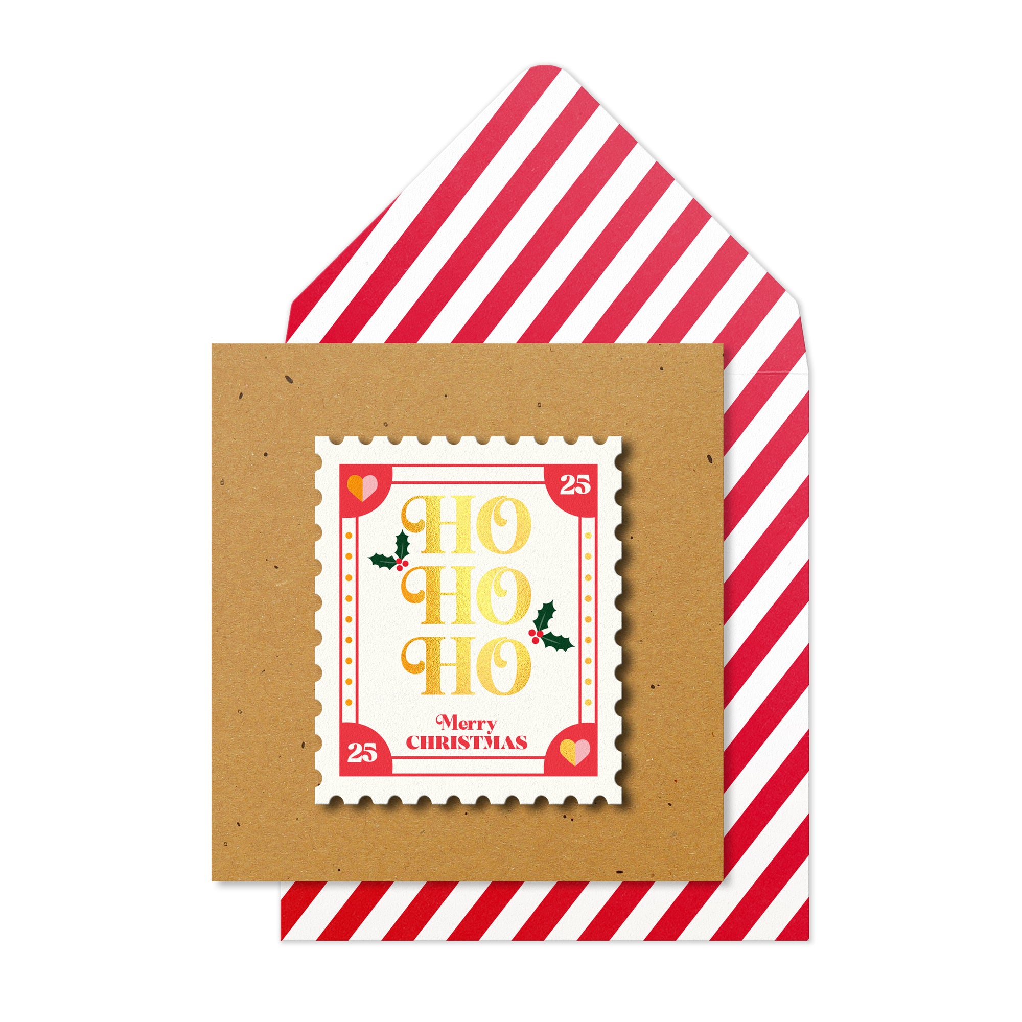 Ho Ho Ho 3D Christmas Stamp, Handmade Greeting Card