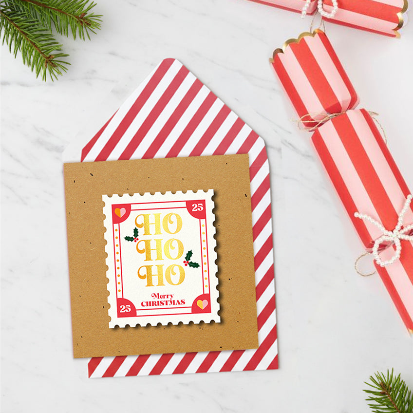 Ho Ho Ho 3D Christmas Stamp, Handmade Greeting Card