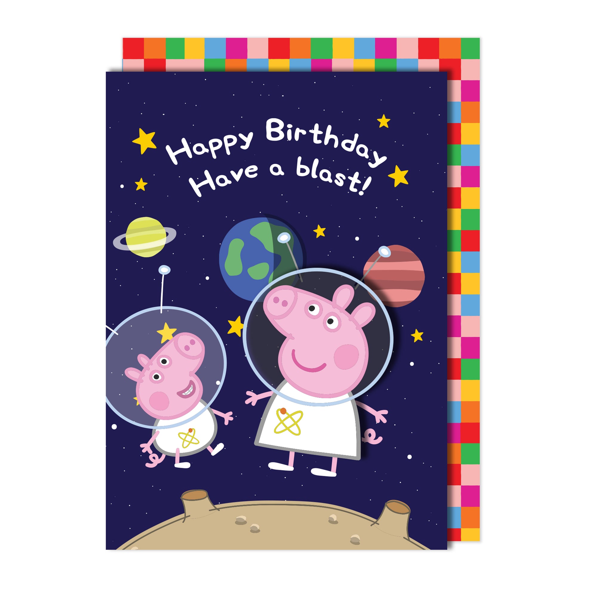 Happy Birthday In Galaxy, Peppa Pig Handmade Greeting Card