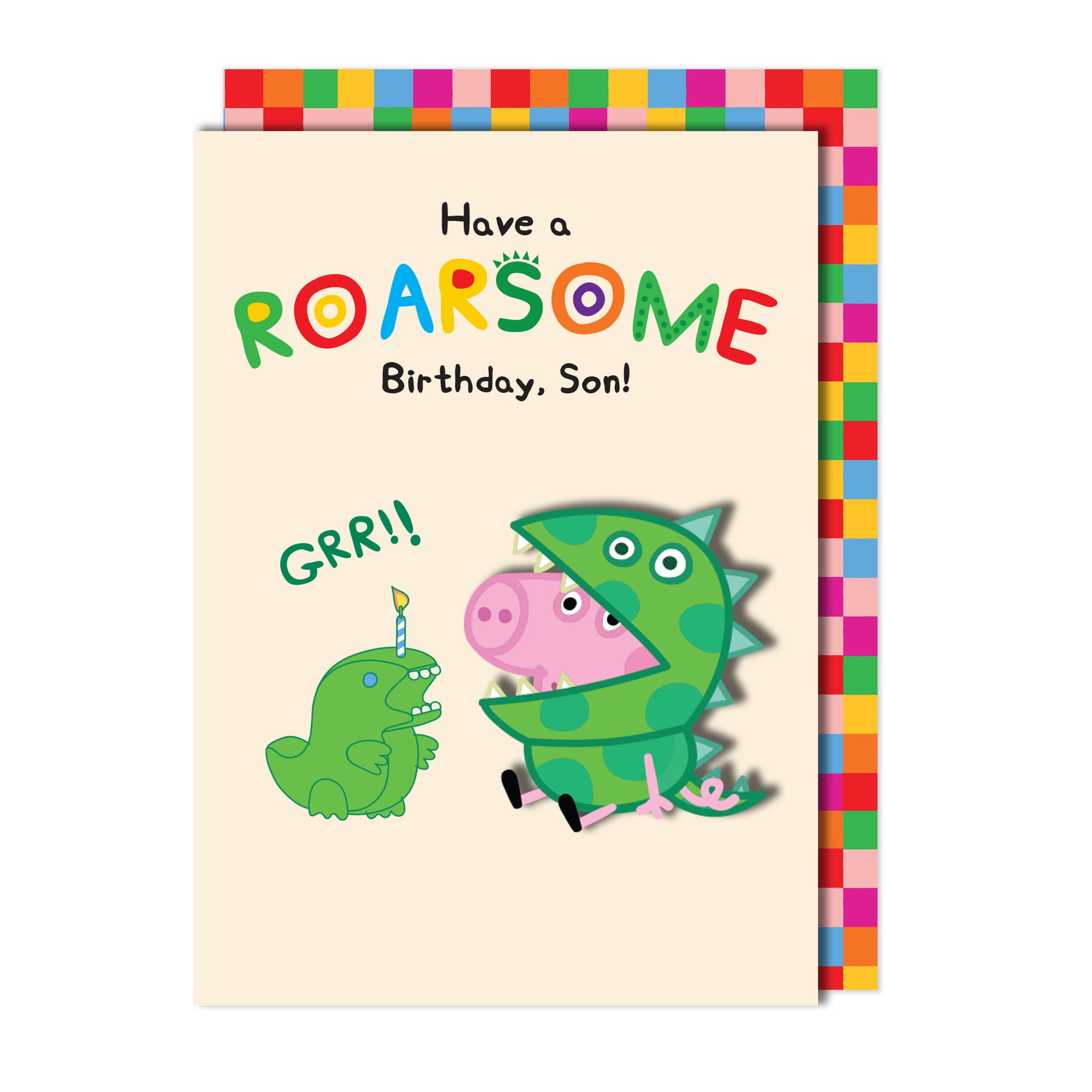 Have a ROARsome Birthday Son! Peppa Pig Handmade Greeting Card