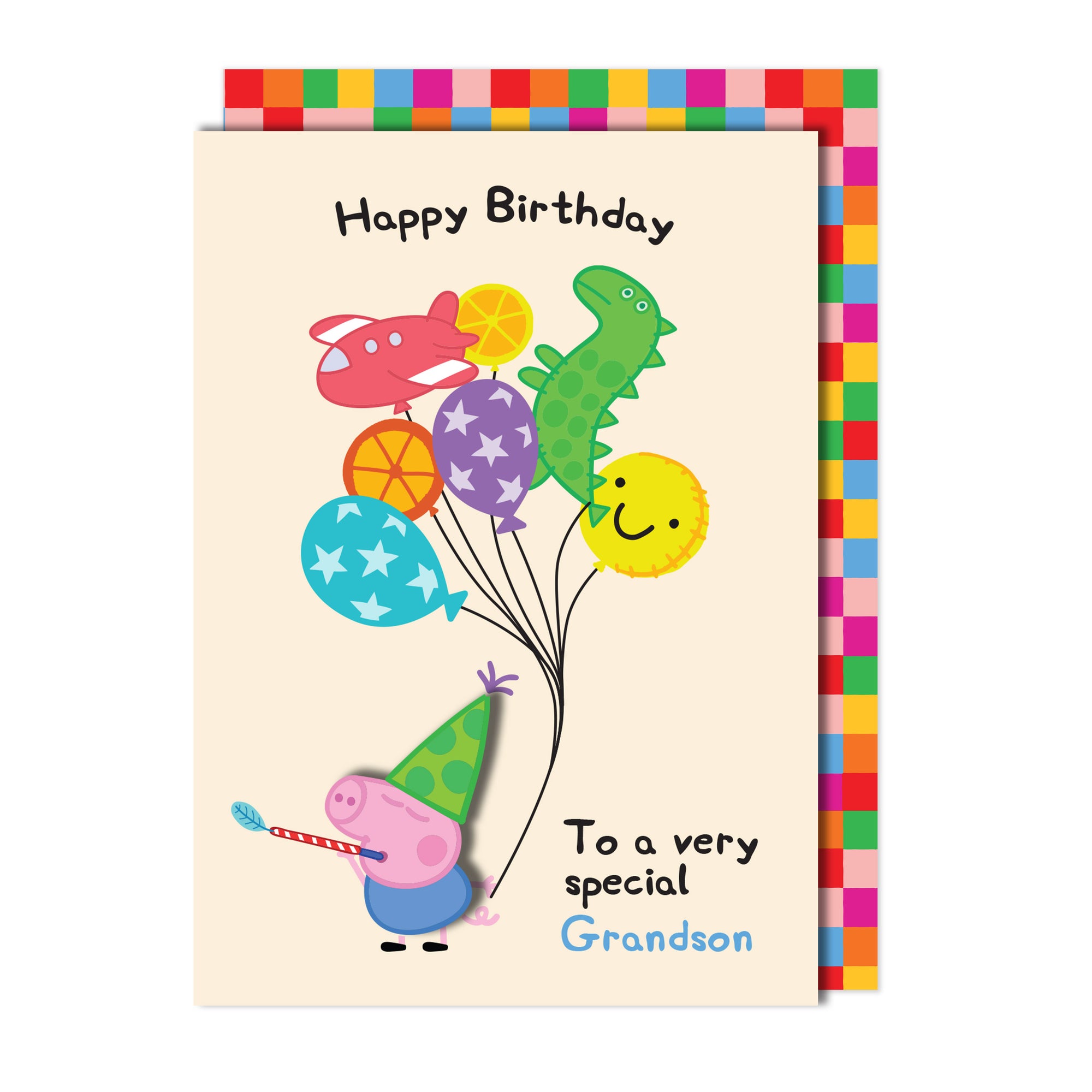 Happy Birthday Grandson, Peppa Pig Handmade Greeting Card