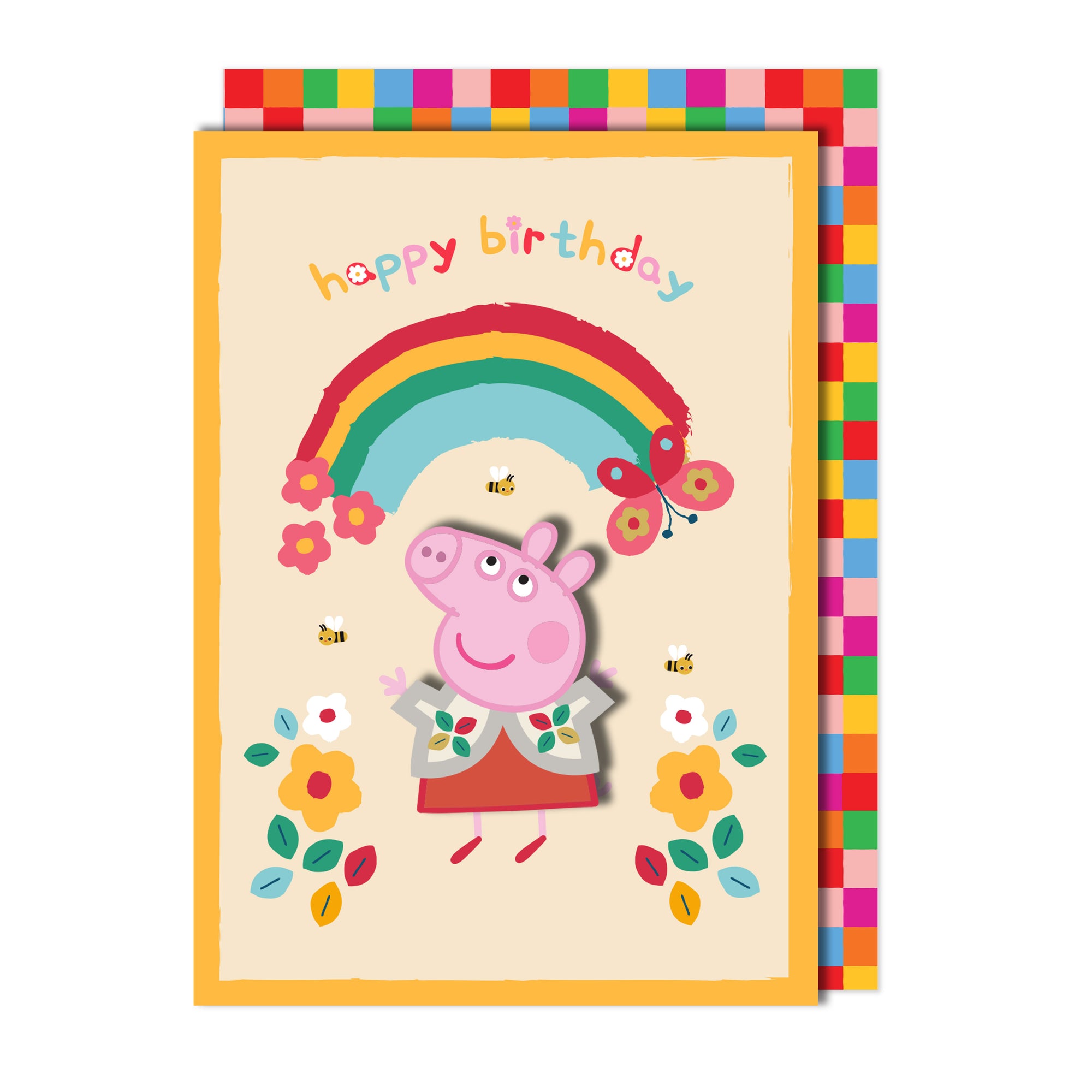 Happy Birthday Rainbow, Peppa Pig Handmade Greeting Card