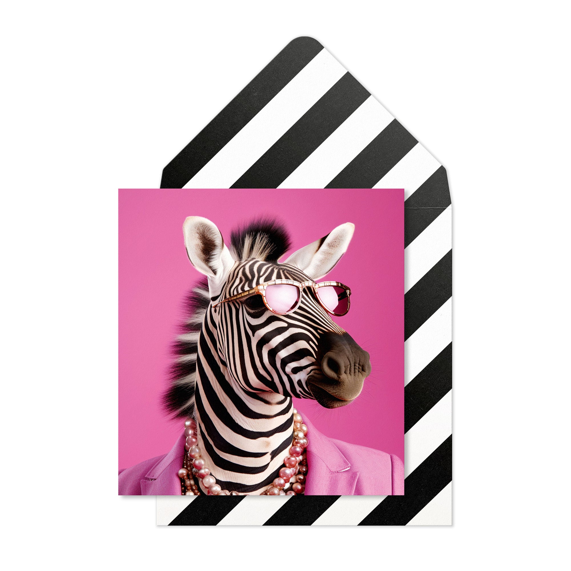 Fashionable Zebra, Blank Handmade Greeting Card
