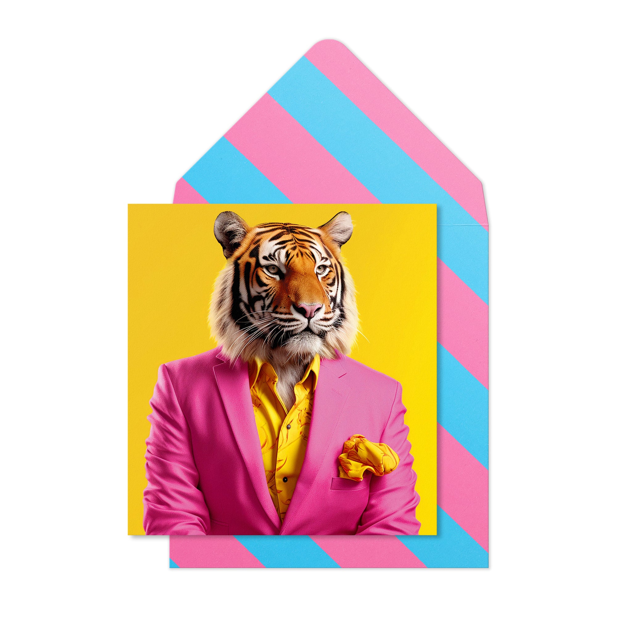 Stylish Tiger, Blank Handmade Greeting Card