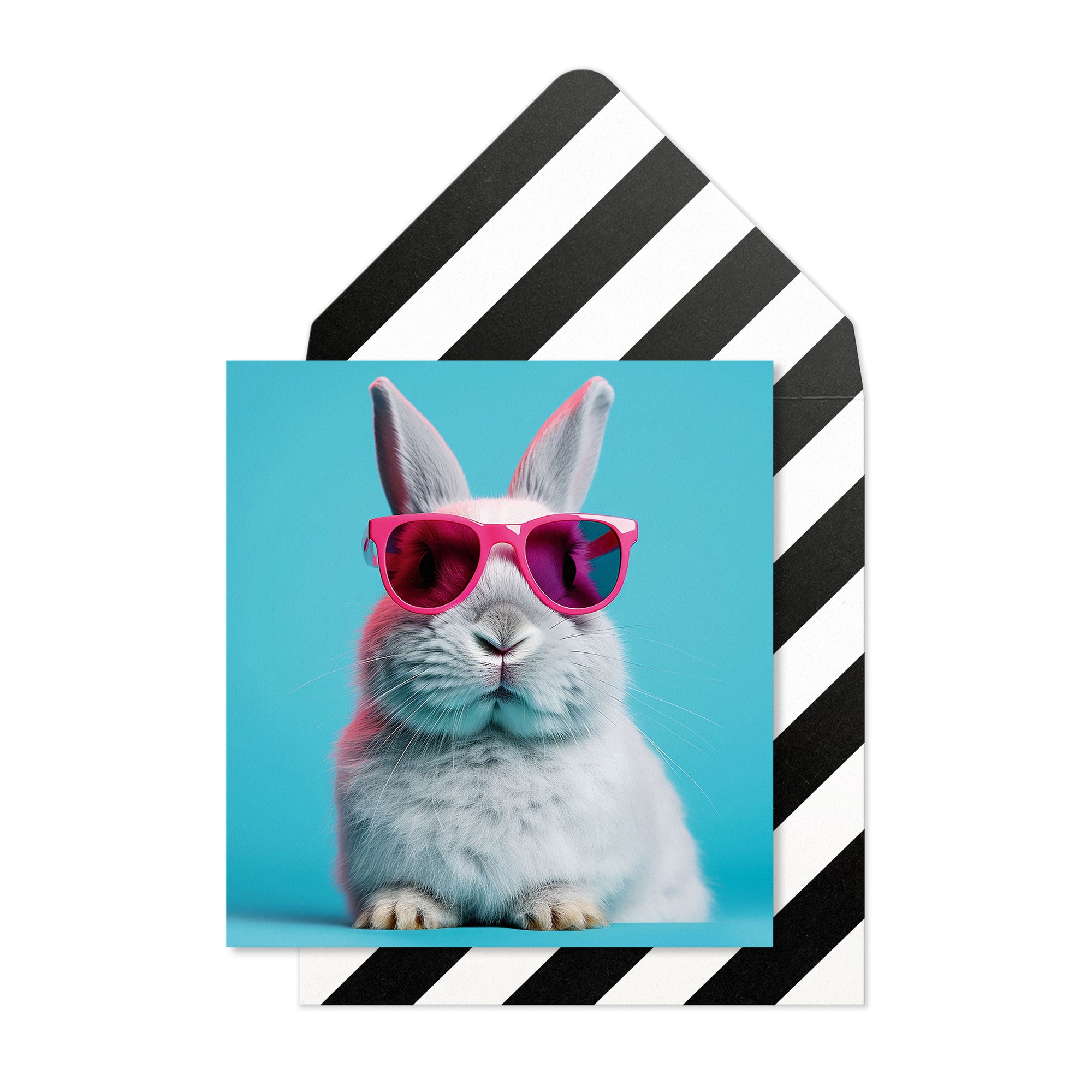 Rabbit in Glasses, Blank Handmade Greeting Card