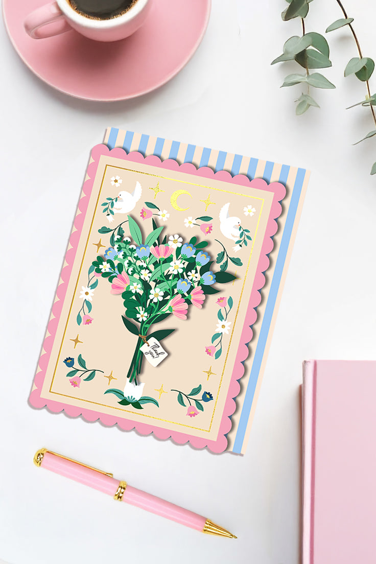 Thank You Bouquet 3D Handmade Greeting Card