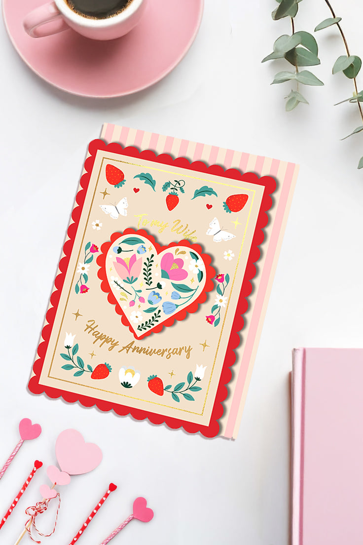 To My Wife, Happy Anniversary Handmade Greeting Card