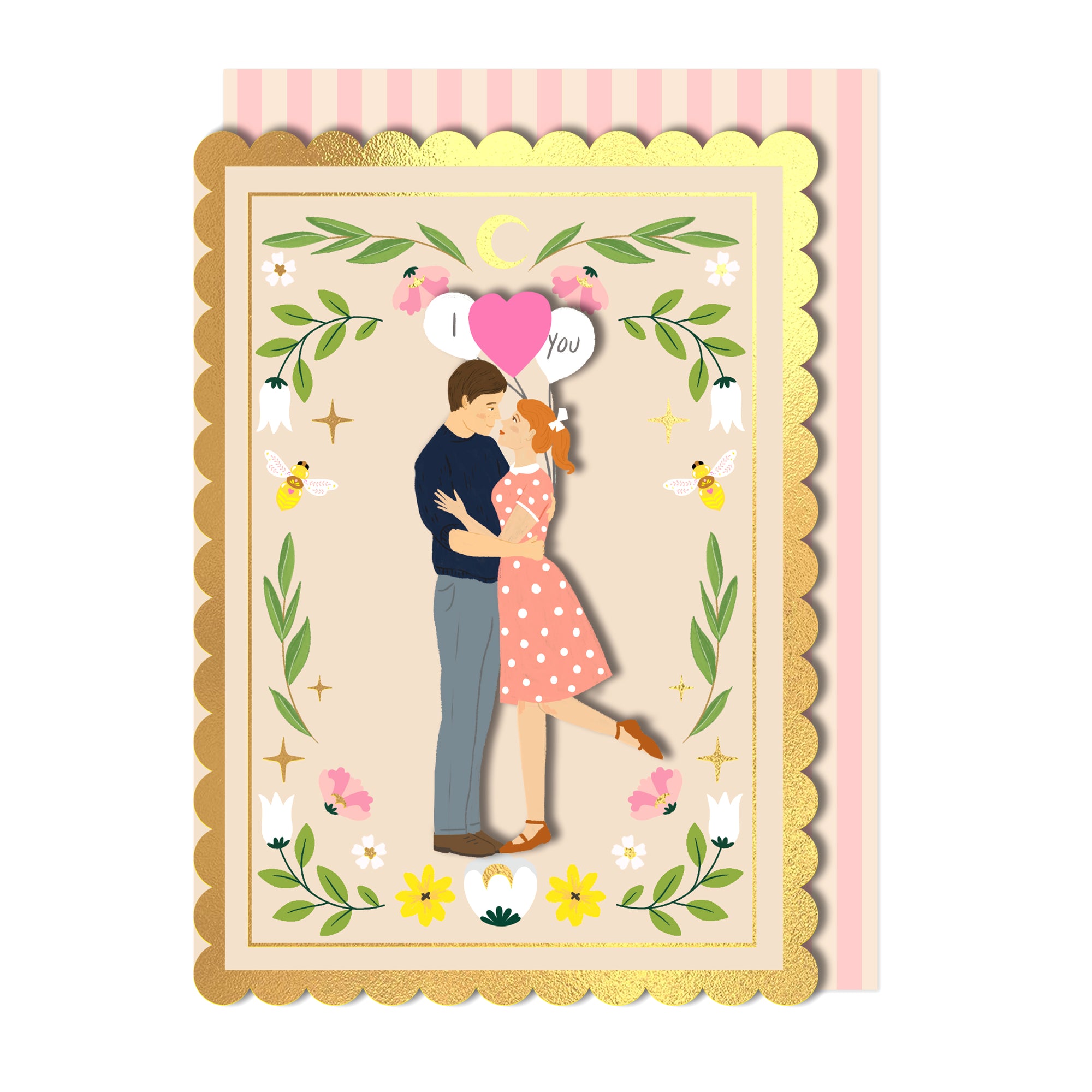 I Love You, Couple Kissing 3D Anniversary Greeting Card