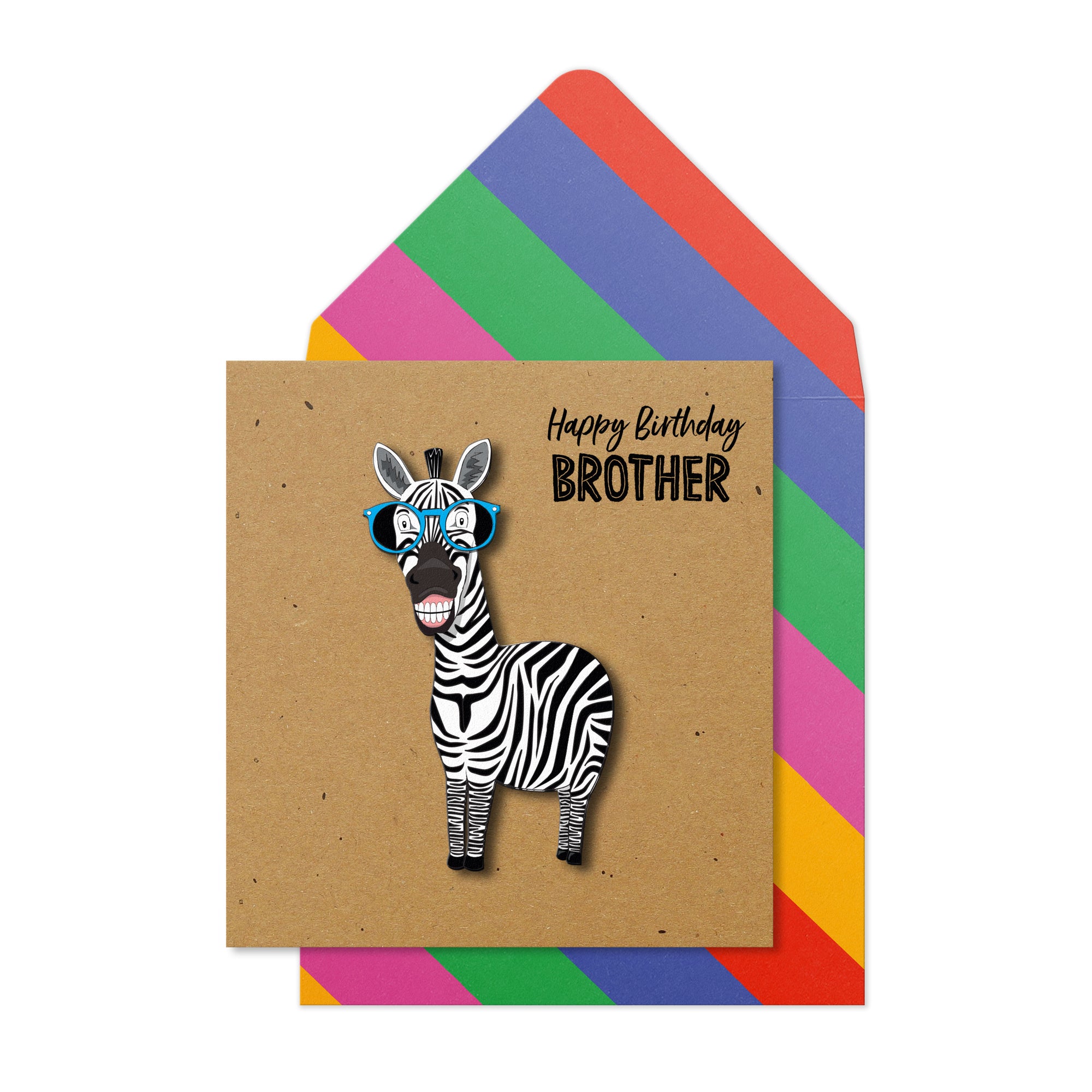 Happy Birthday Brother Zebra, Handmade Greeting Card