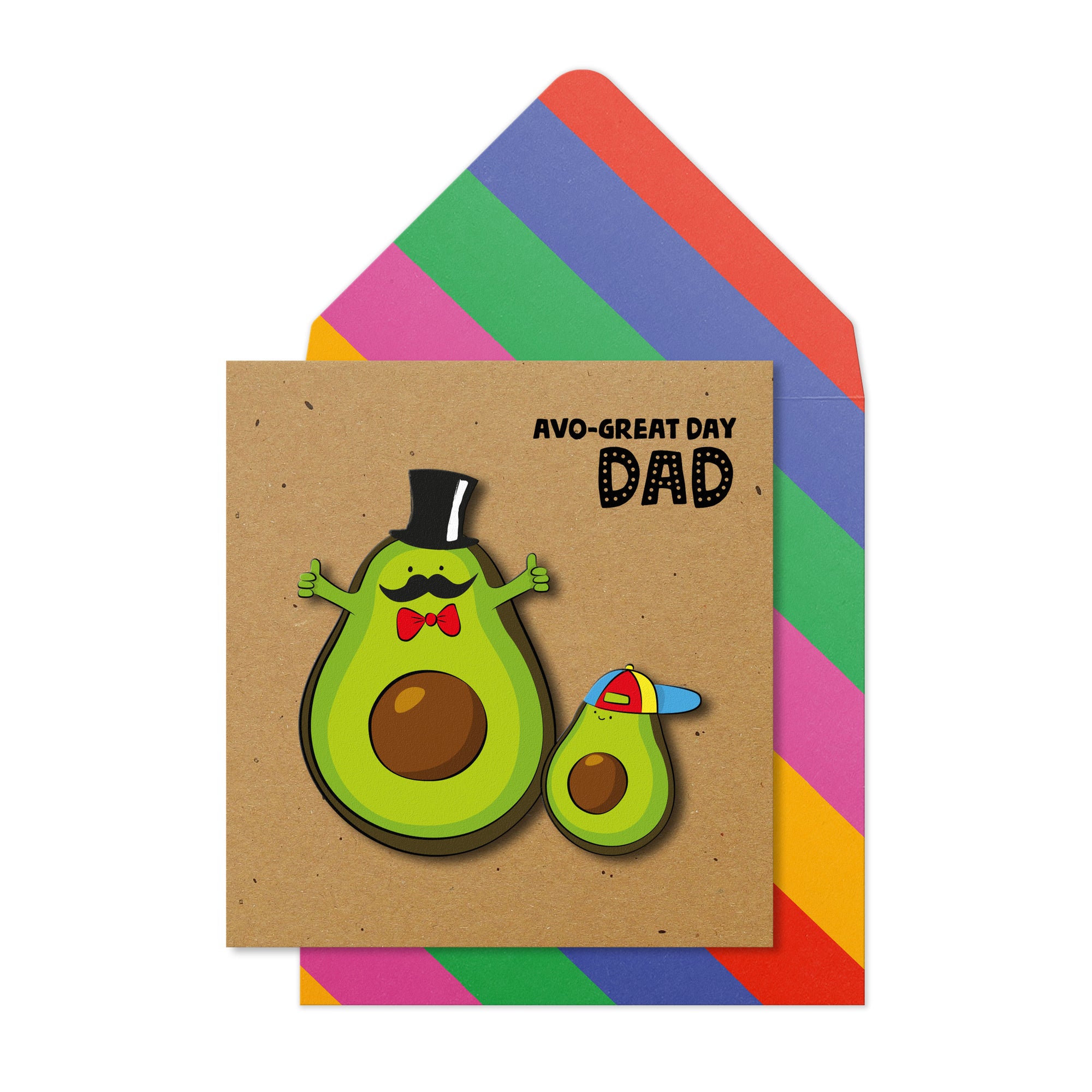Avo great day Dad! Avocado and son, Handmade Greeting Card