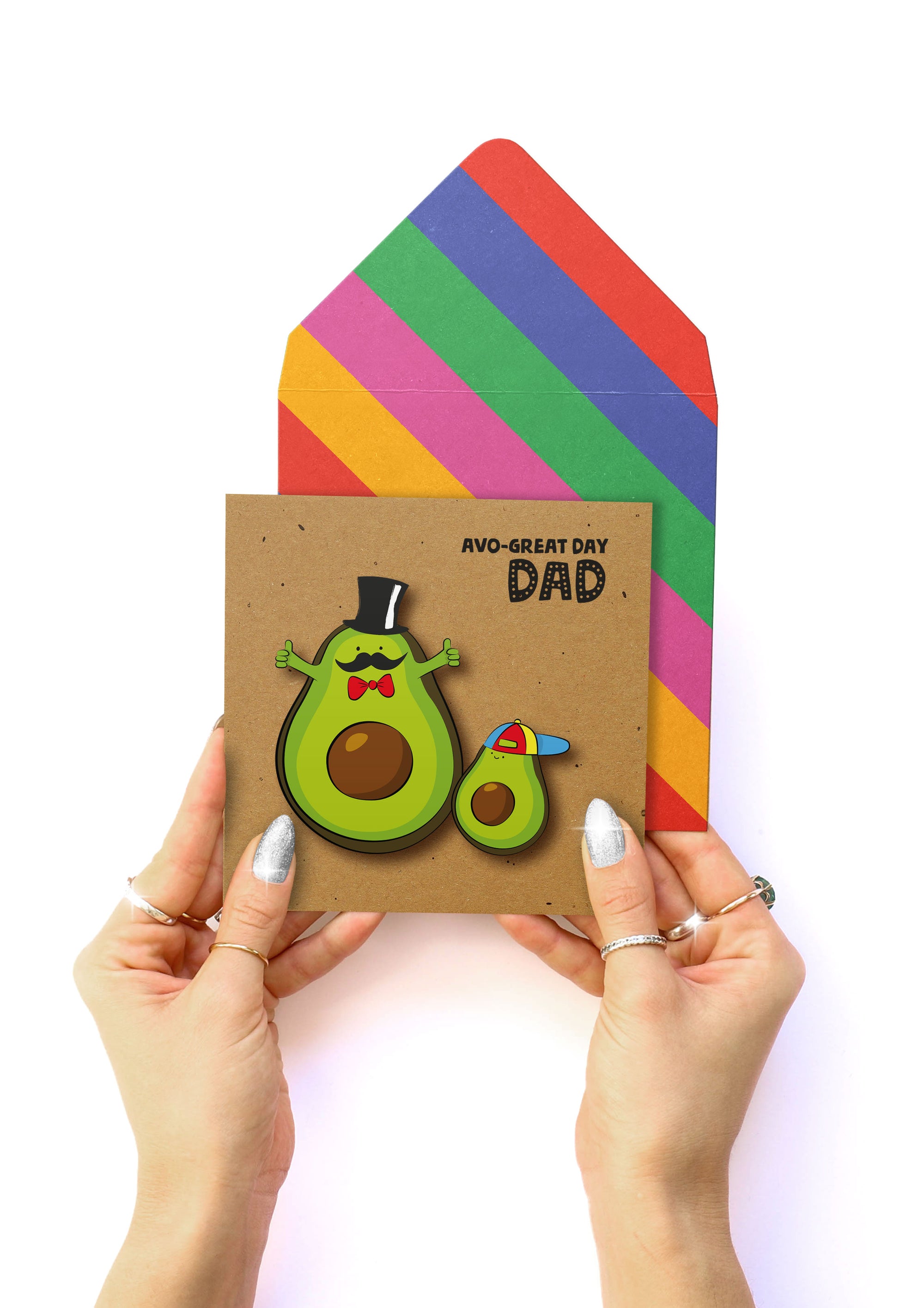 Avo great day Dad! Avocado and son, Handmade Greeting Card