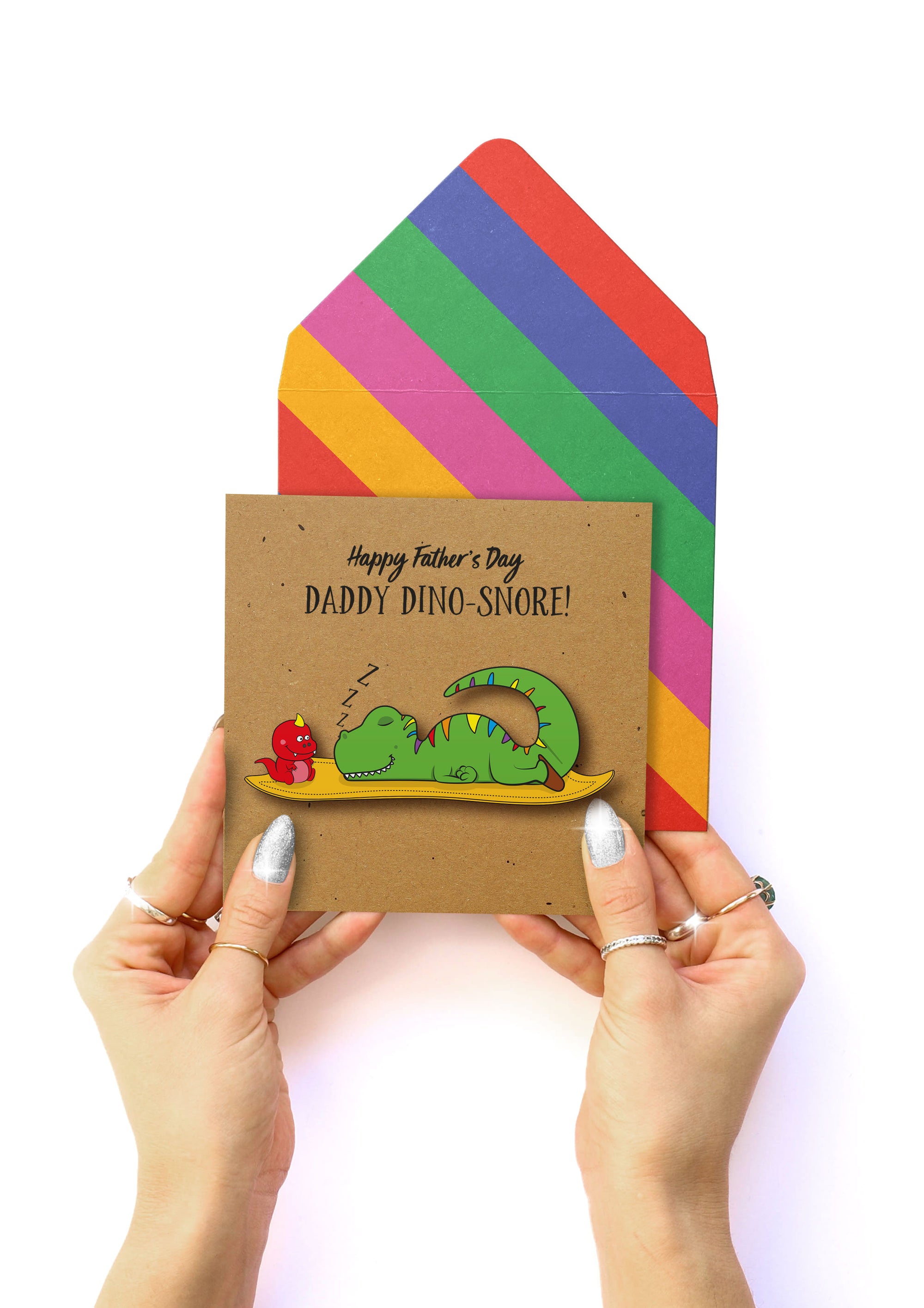 Daddy Dino-Snore, Fathers Day, Handmade Greeting Card