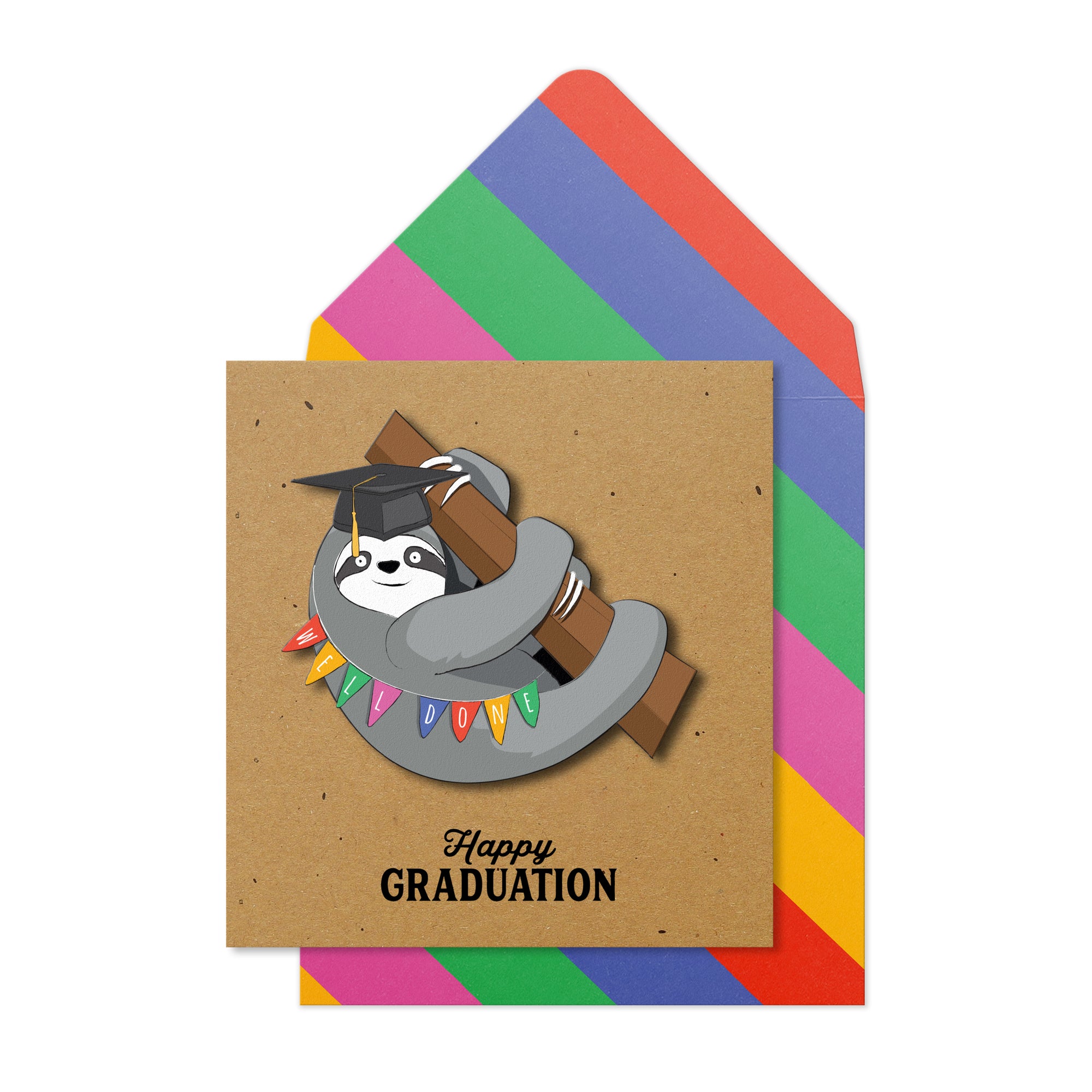 Happy Graduation Sloth, Handmade Greeting Card