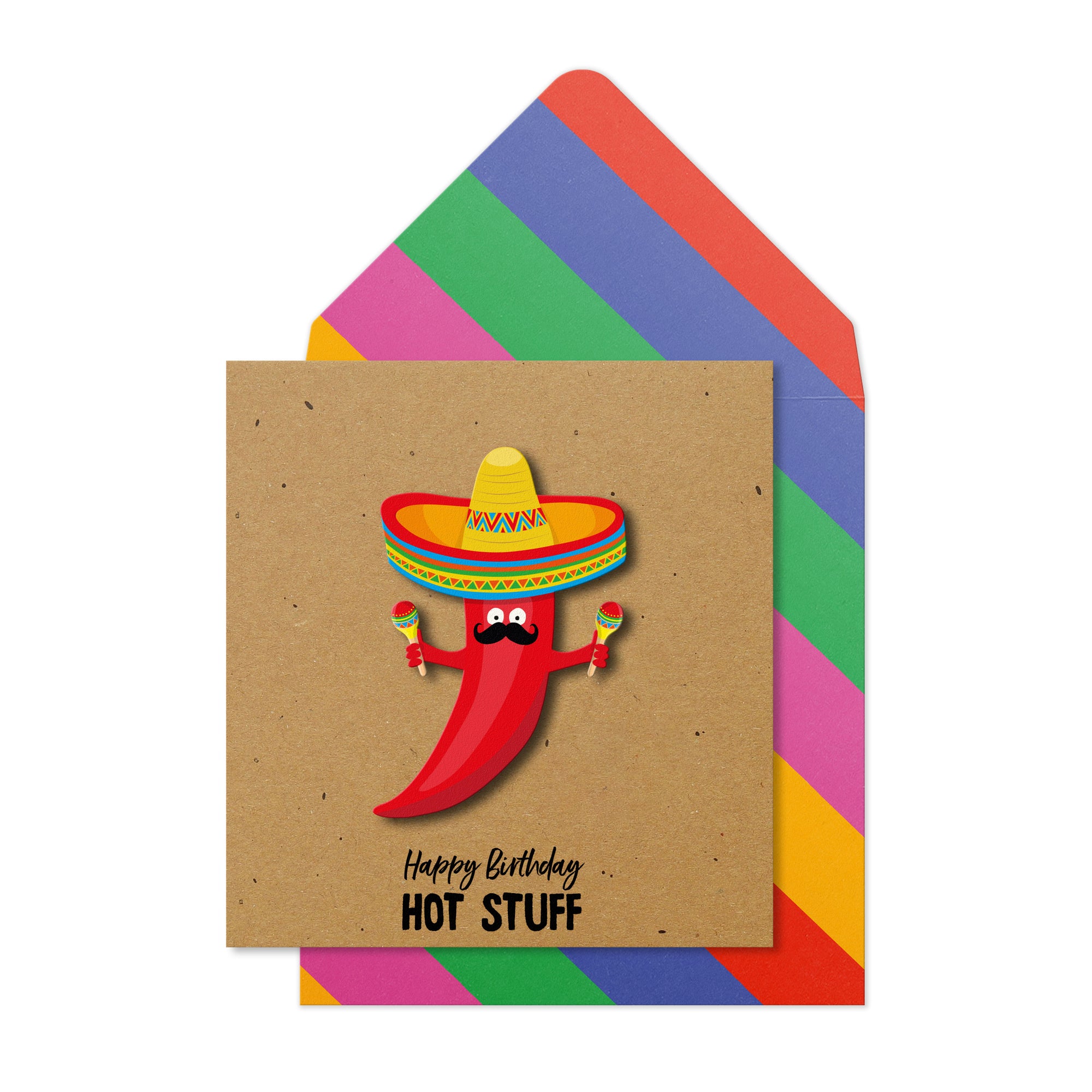 Happy Birthday Hot Stuff Chilli, Handmade Greeting Card