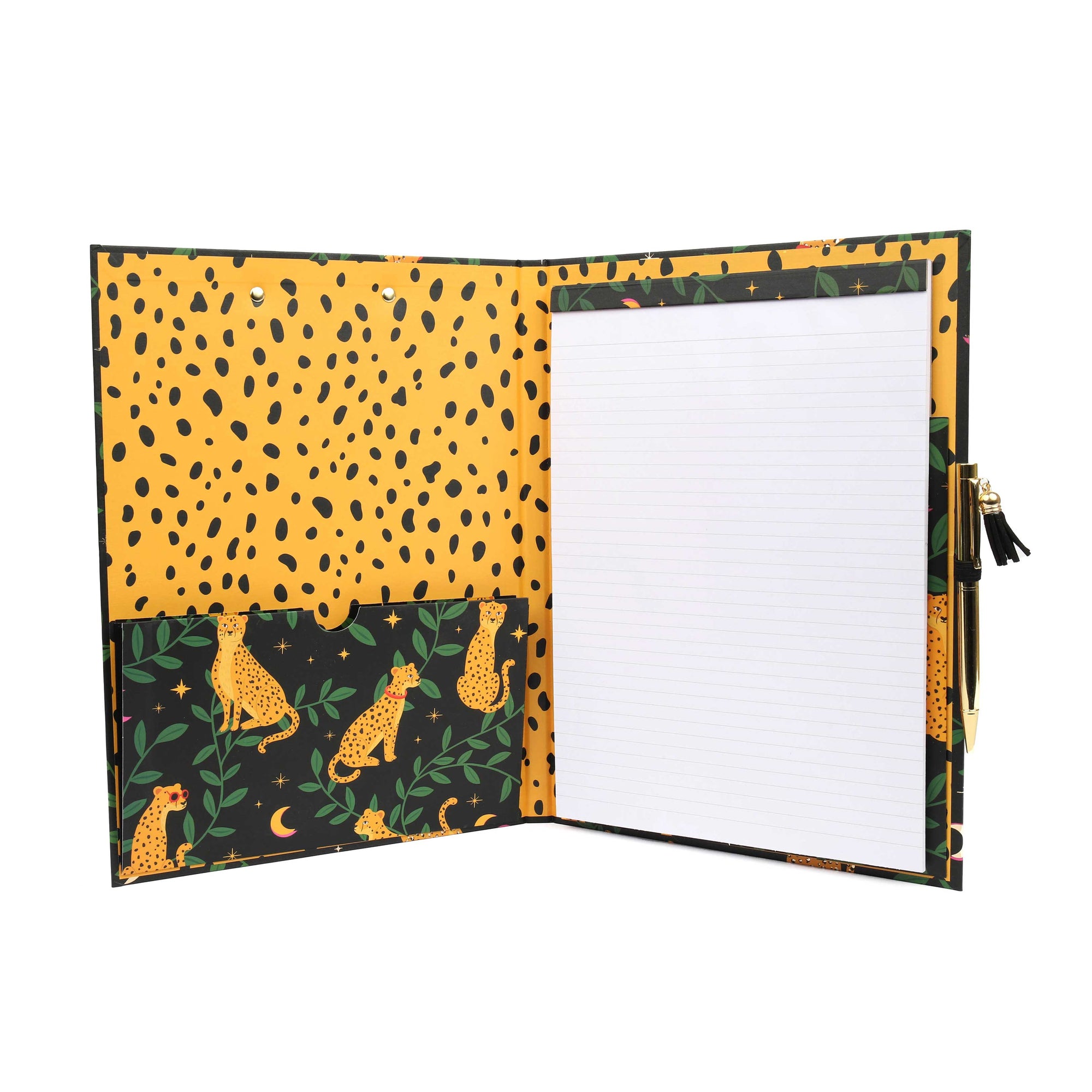 A4 Cheetah Clipboard Padfolio and Pen