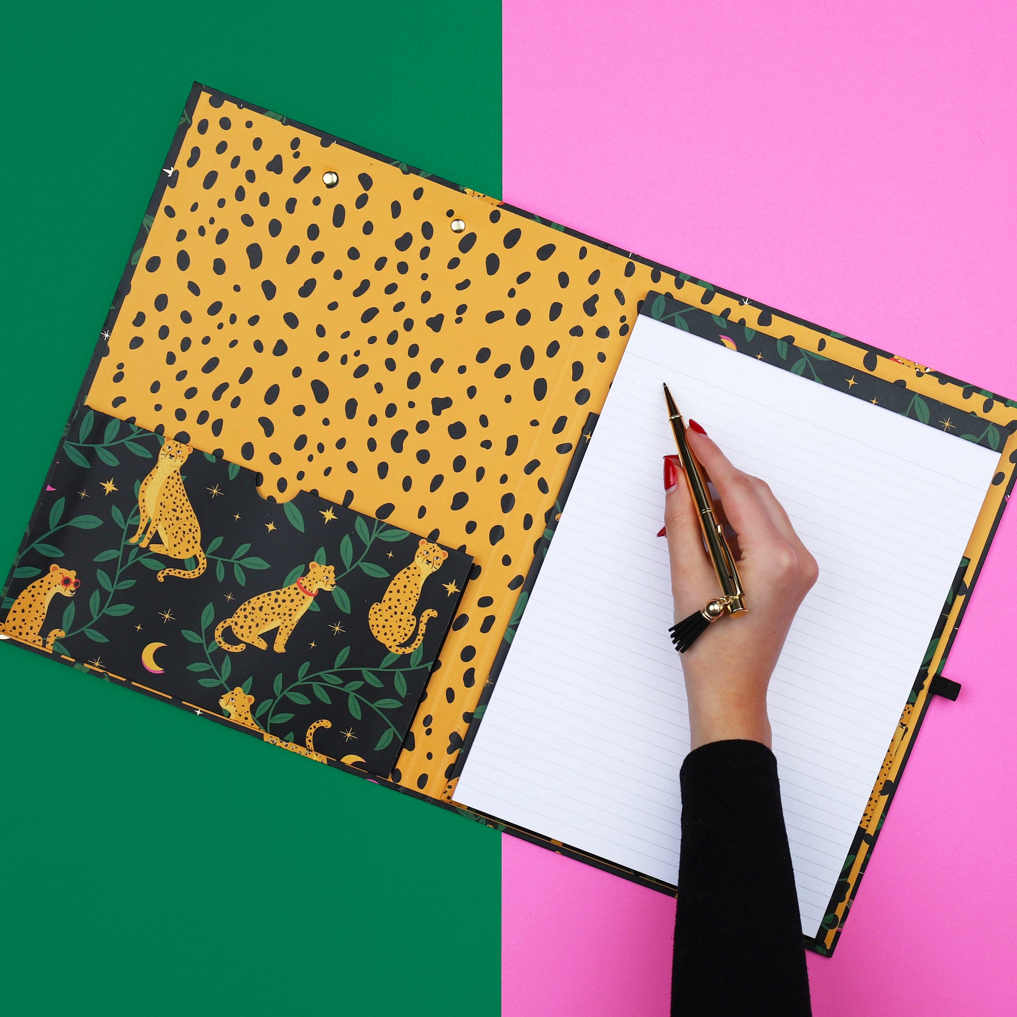 A4 Cheetah Clipboard Padfolio and Pen