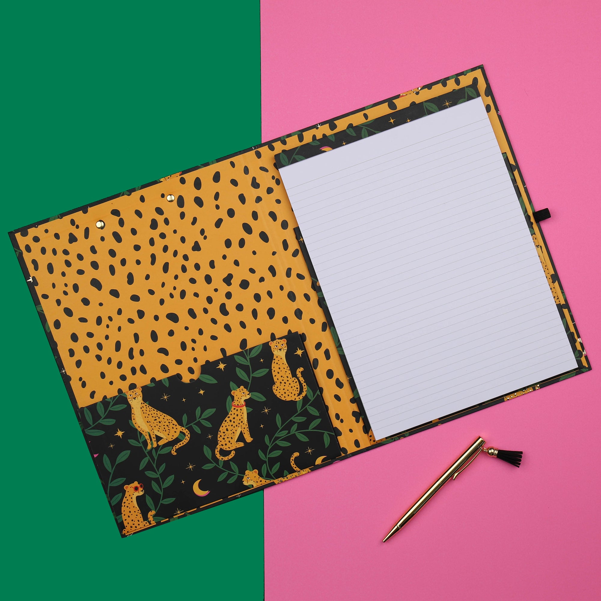 A4 Cheetah Clipboard Padfolio and Pen