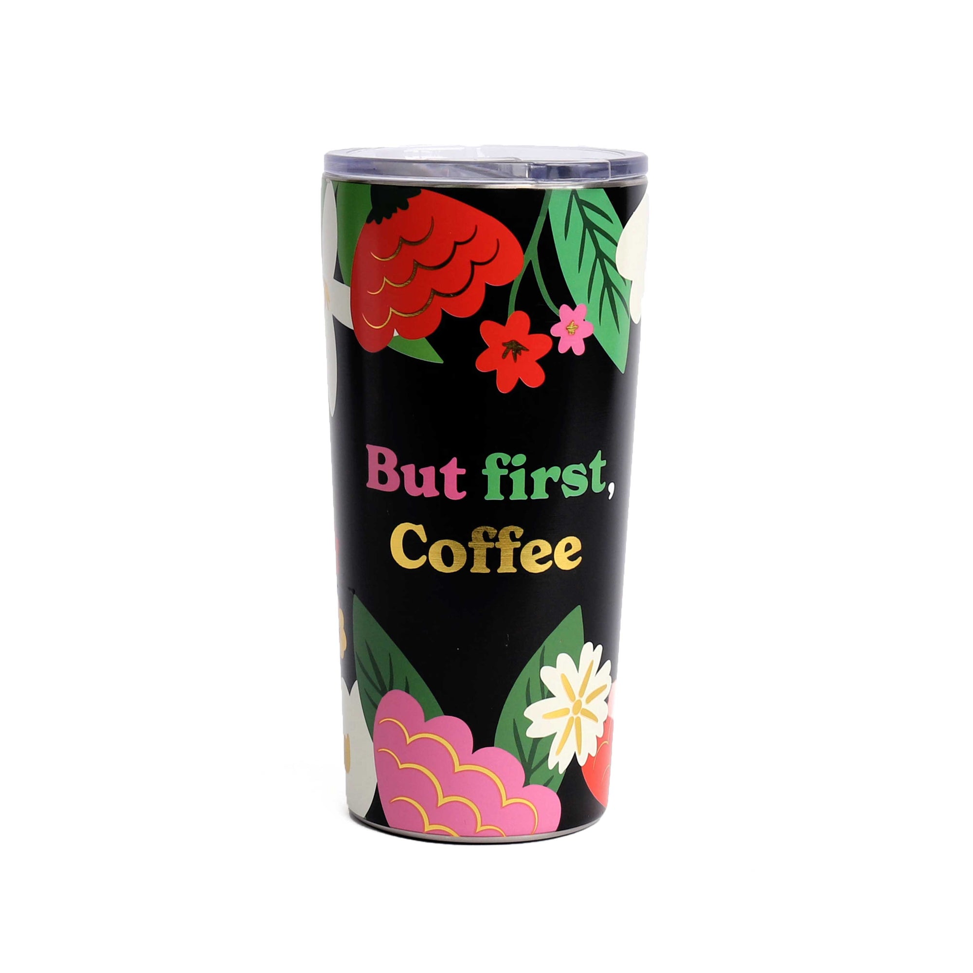 But First Coffee, Floral Travel Mug