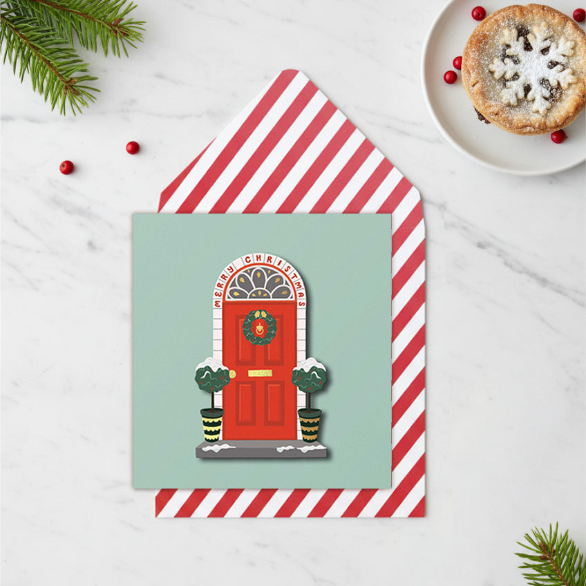 Christmas Door, Wild Moon, 3D Handmade Greeting Card